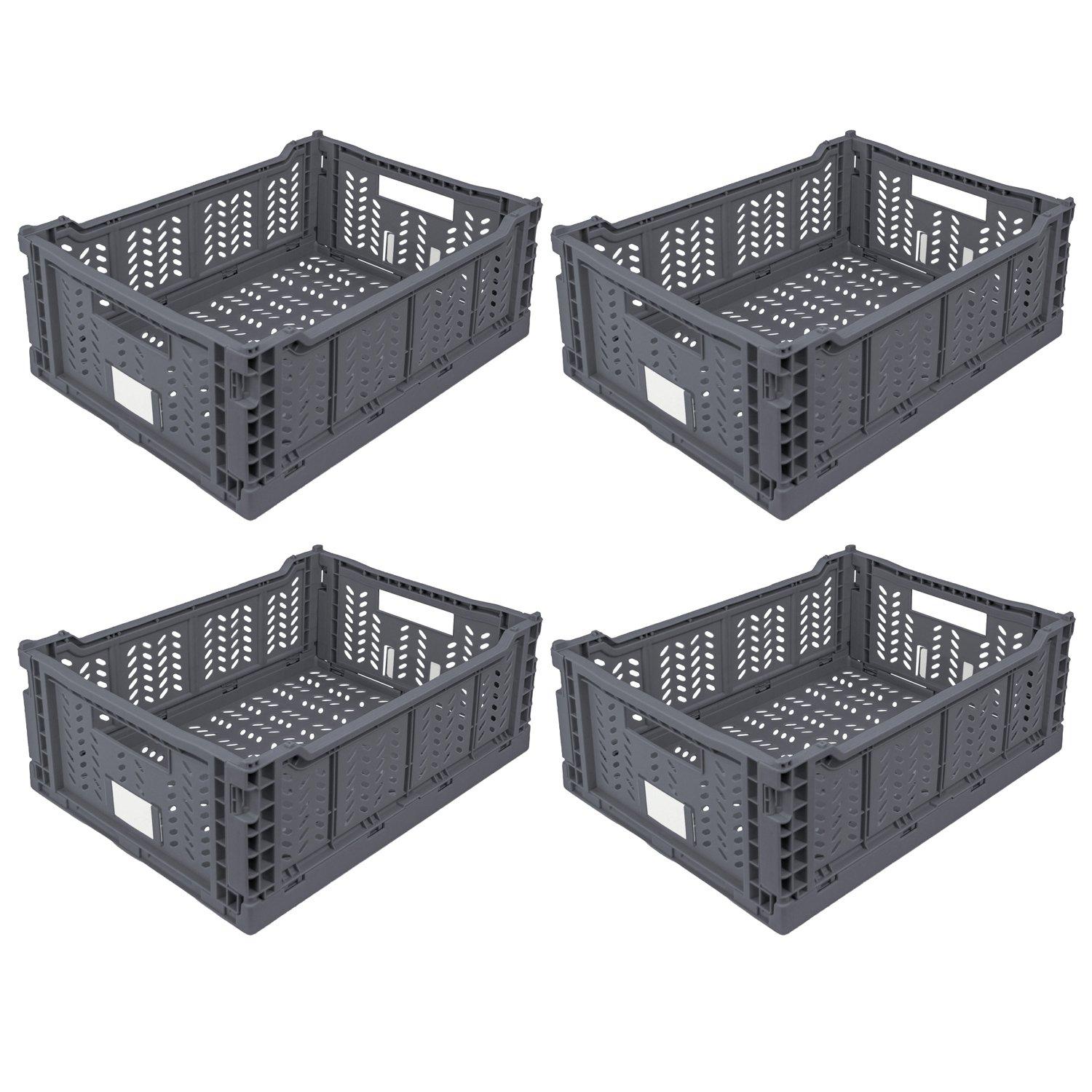 JVL STACKIT - Set of 4 Plastic Foldable Storage Cr