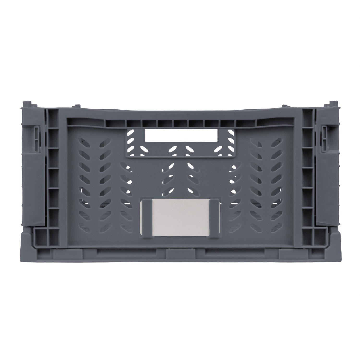 Grey - JVL - JVL STACKIT - Set of 4 Plastic Foldable Storage Cr - 6