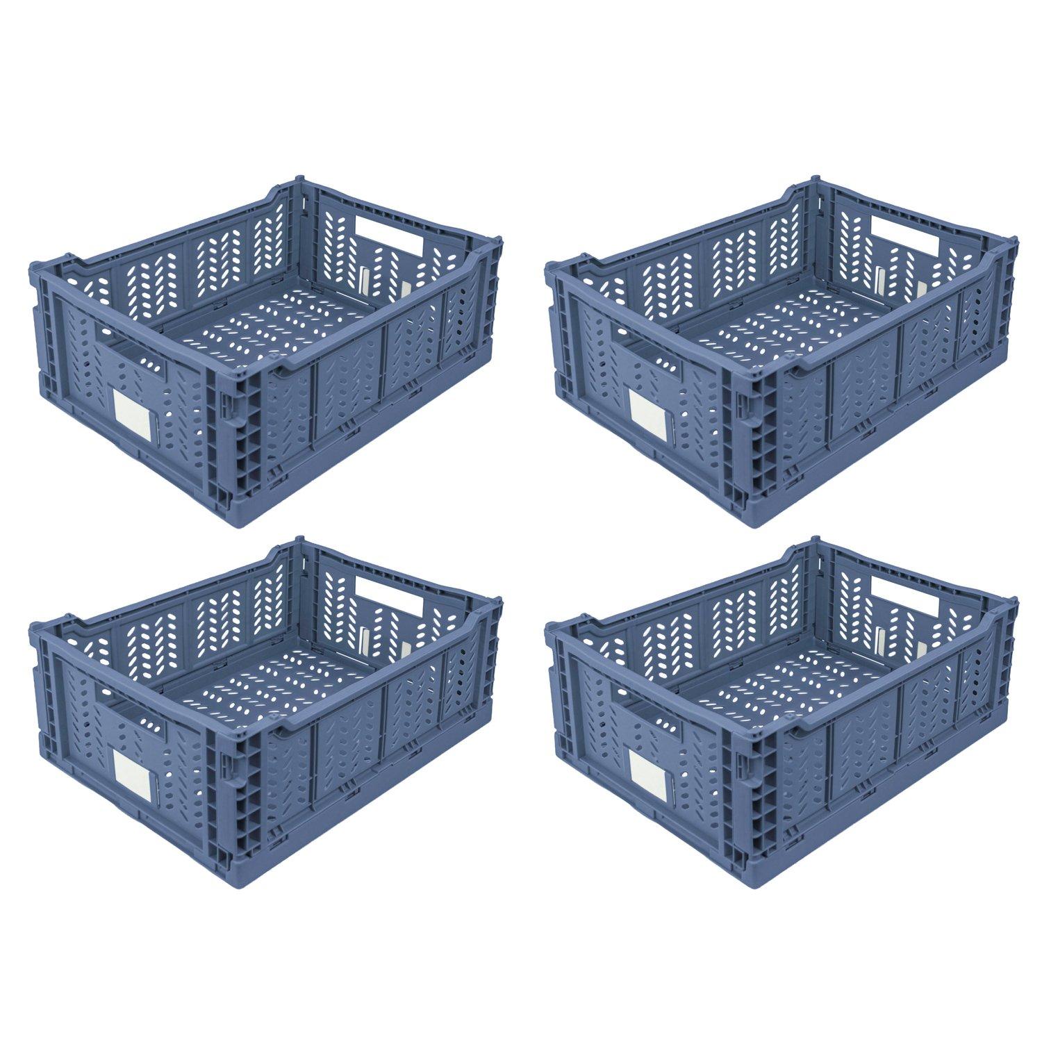 JVL STACKIT - Set of 4 Plastic Foldable Storage Cr