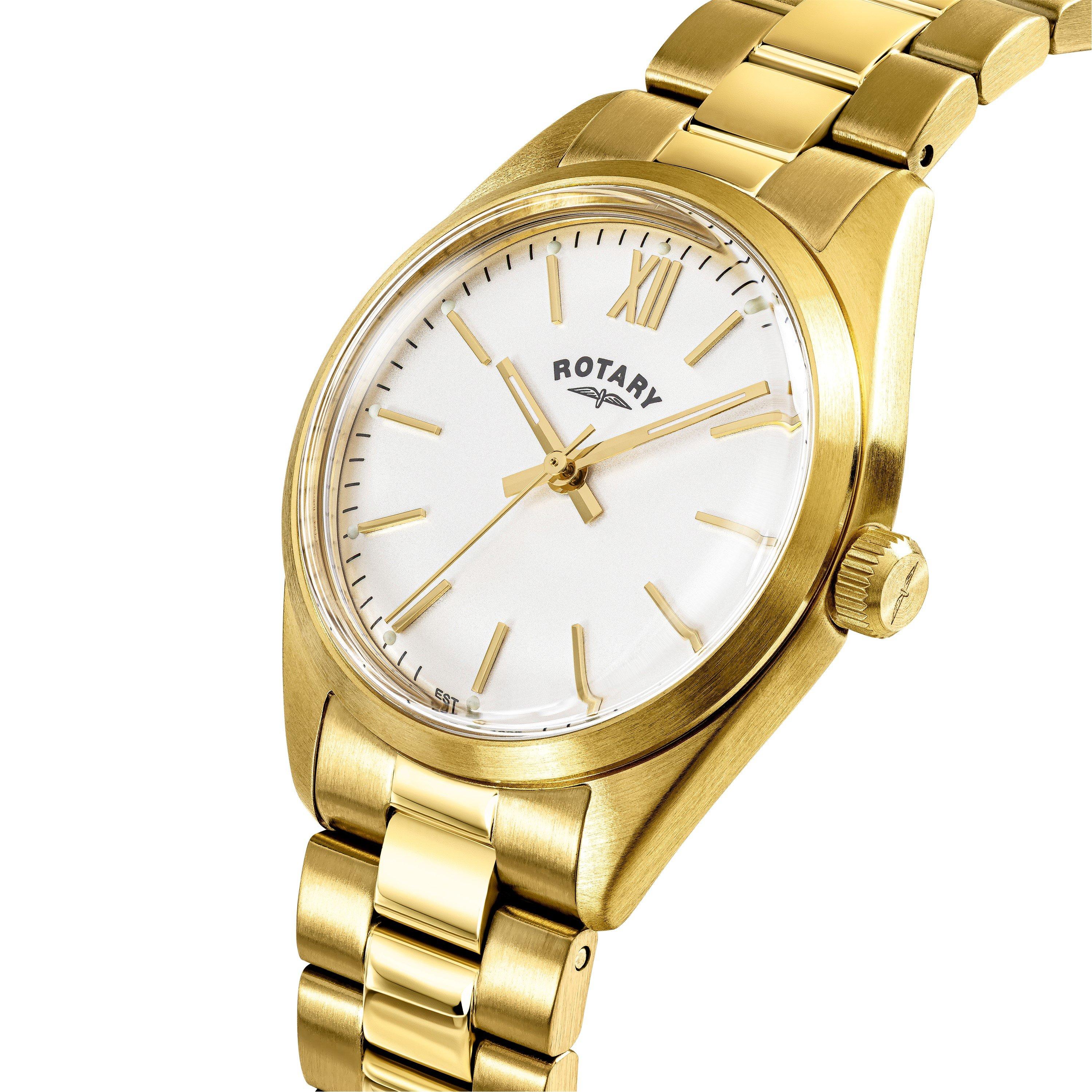 Gold - Rotary - Rotary Ladies Heritage White Dial SS Bracelet Watc - 2