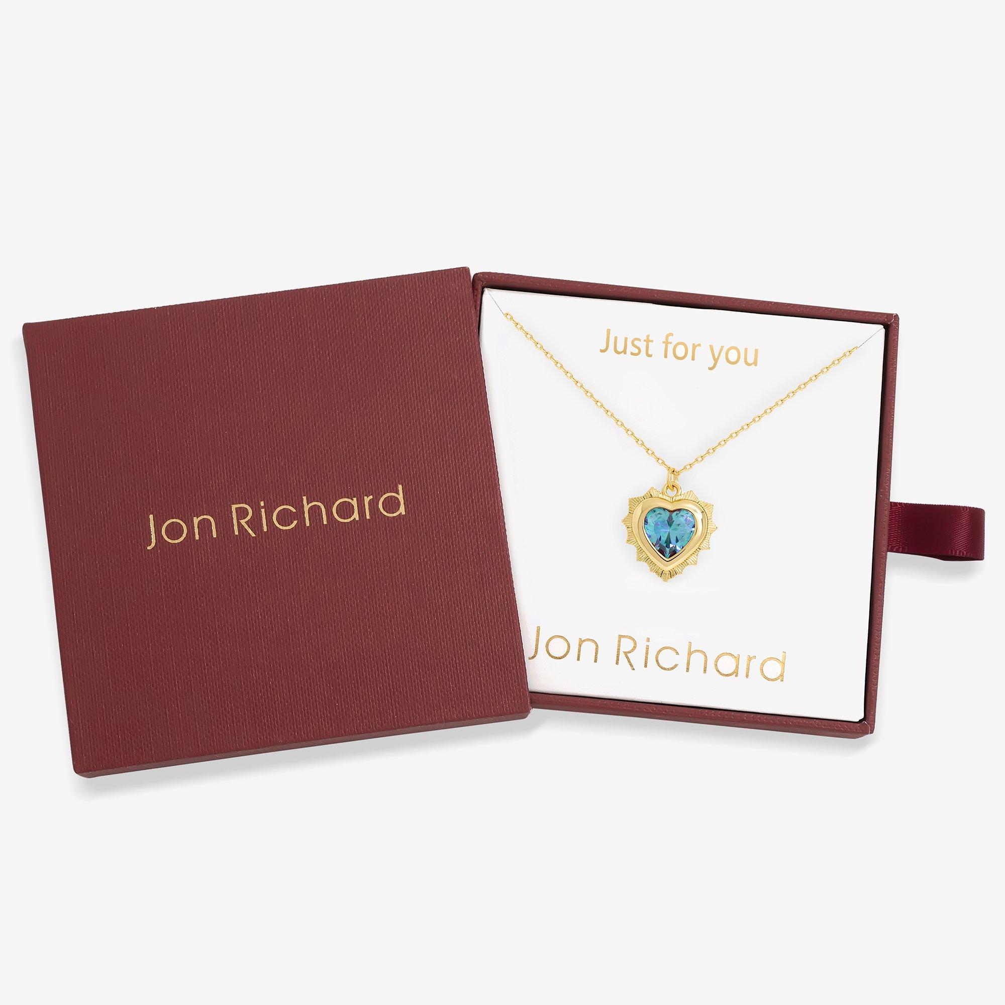 Gold - Jon Richard - 14Ct Gold Plated Heart Birthstone Pendant - March - 1