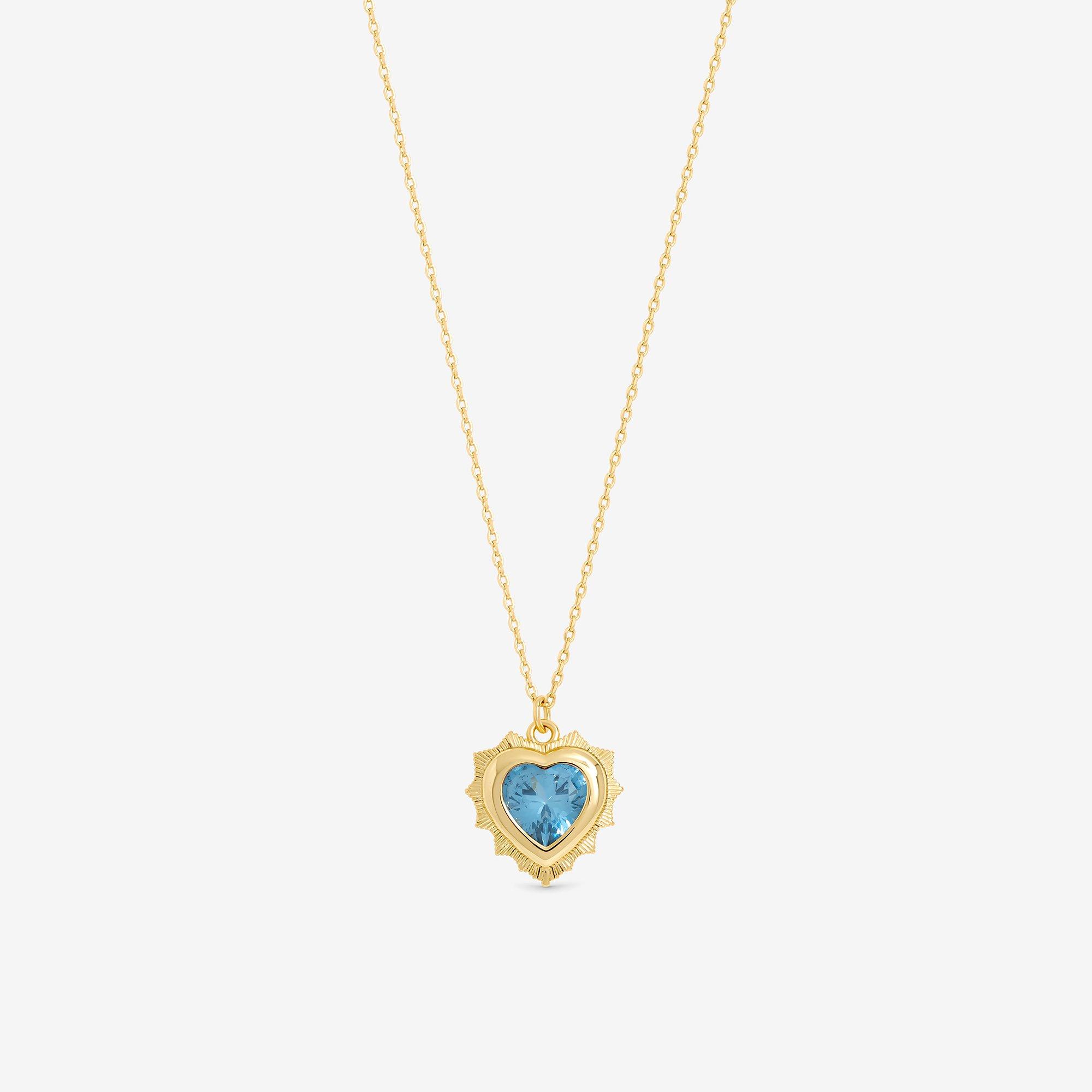 Gold - Jon Richard - 14Ct Gold Plated Heart Birthstone Pendant - March - 2