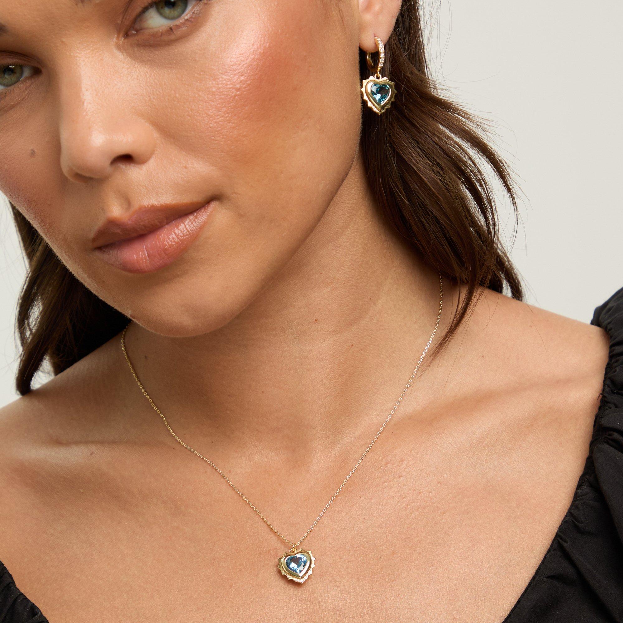 Gold - Jon Richard - 14Ct Gold Plated Heart Birthstone Pendant - March - 3