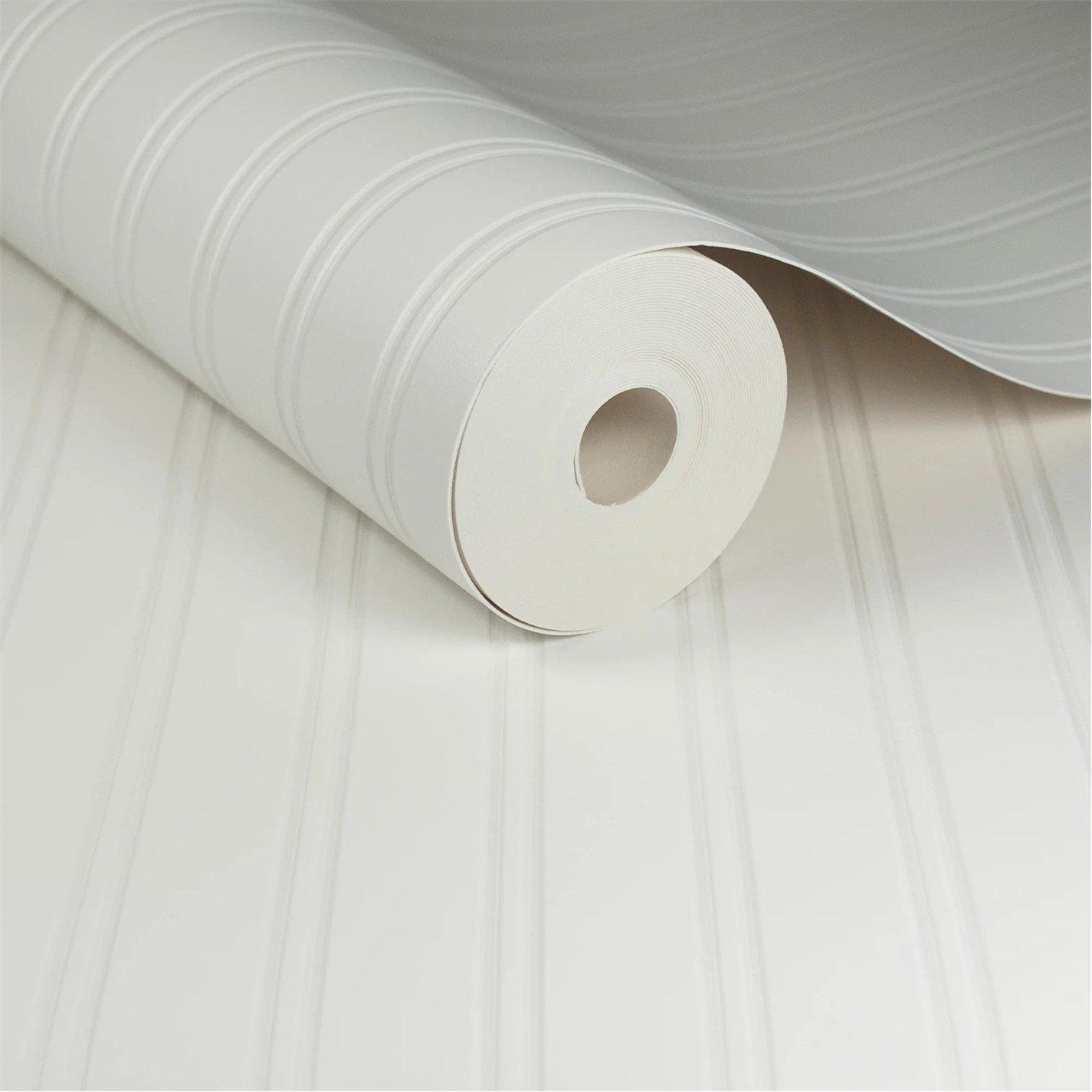 White - Superfresco Paintable - Beadboard White Durable Wallpaper - 4