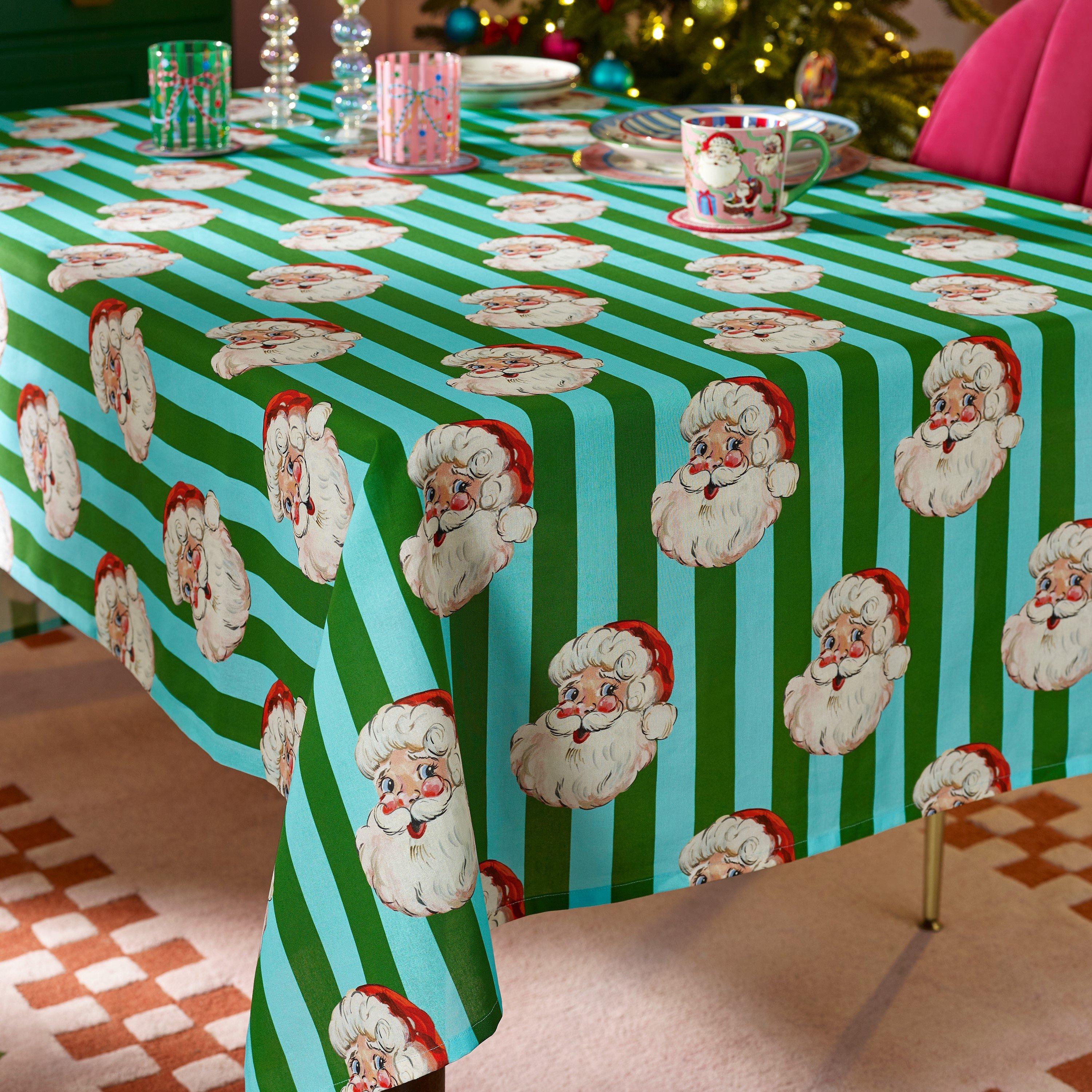 Eleanor Bowmer Unisex Green 'Santa' Cotton Table Cloth In | Size: 137 Cm X 229 Cm - Image 6