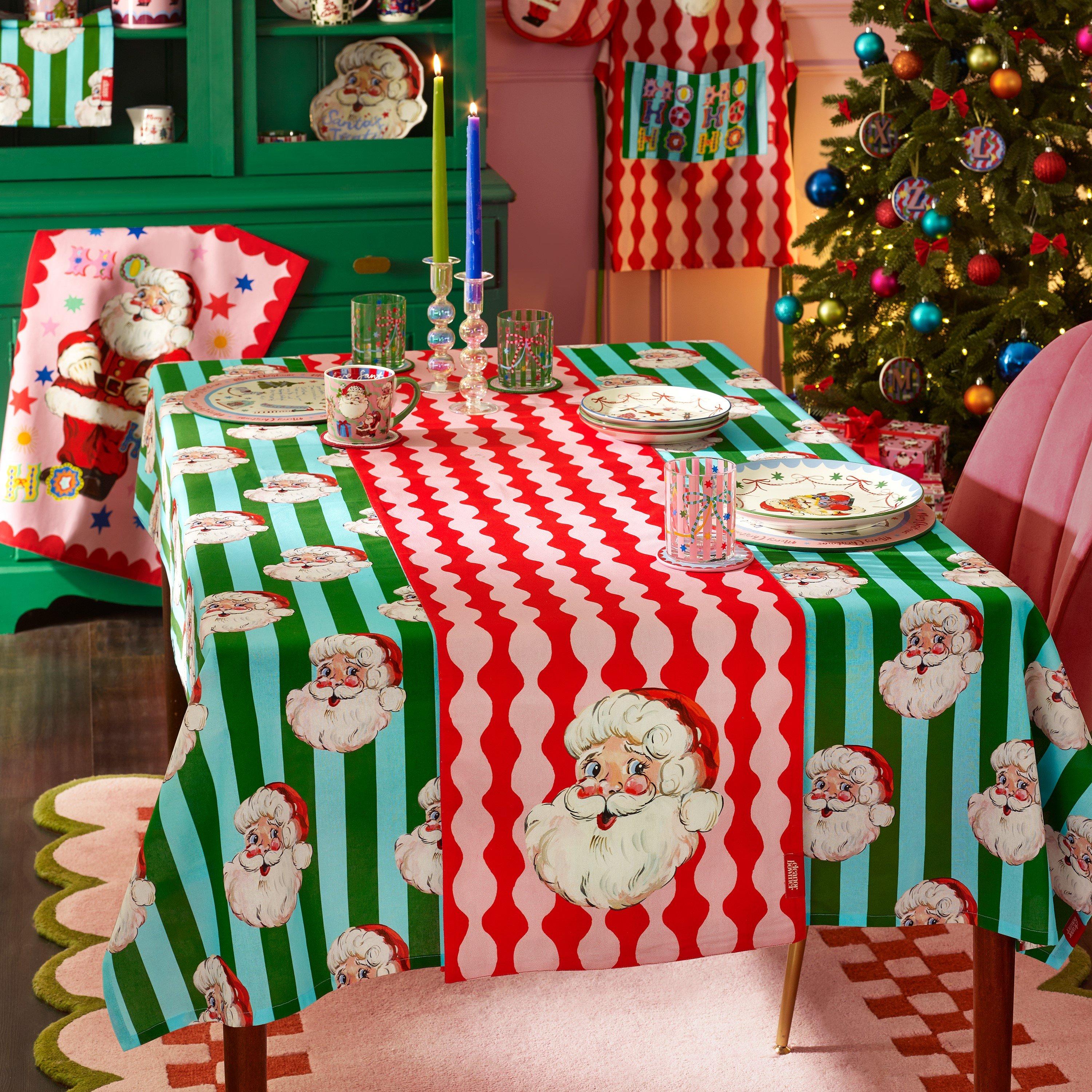 Green - Eleanor Bowmer - Santa Cotton Table Cloth - 2