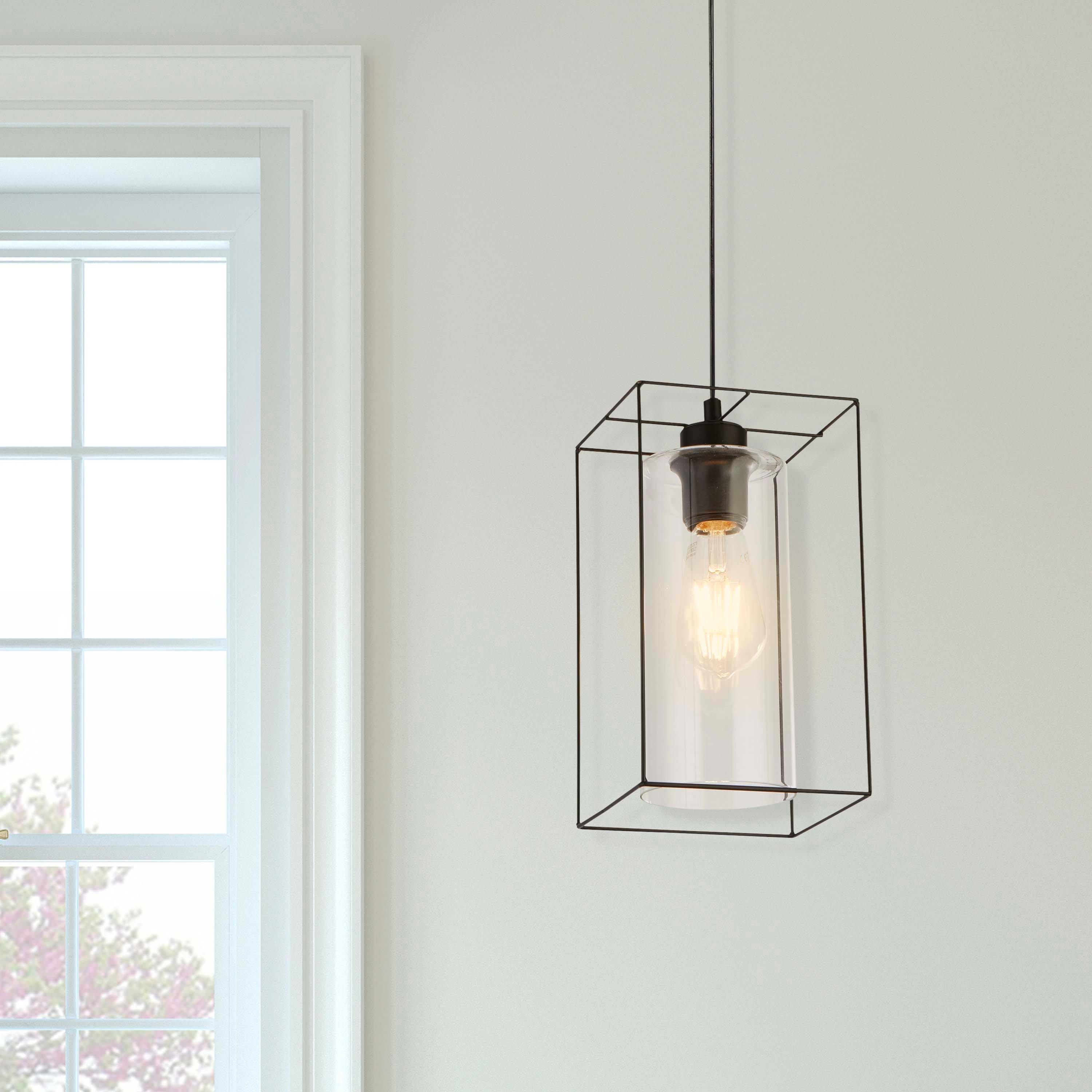 Lighting Collection Black Frame Single Pendant - Black - Image 2