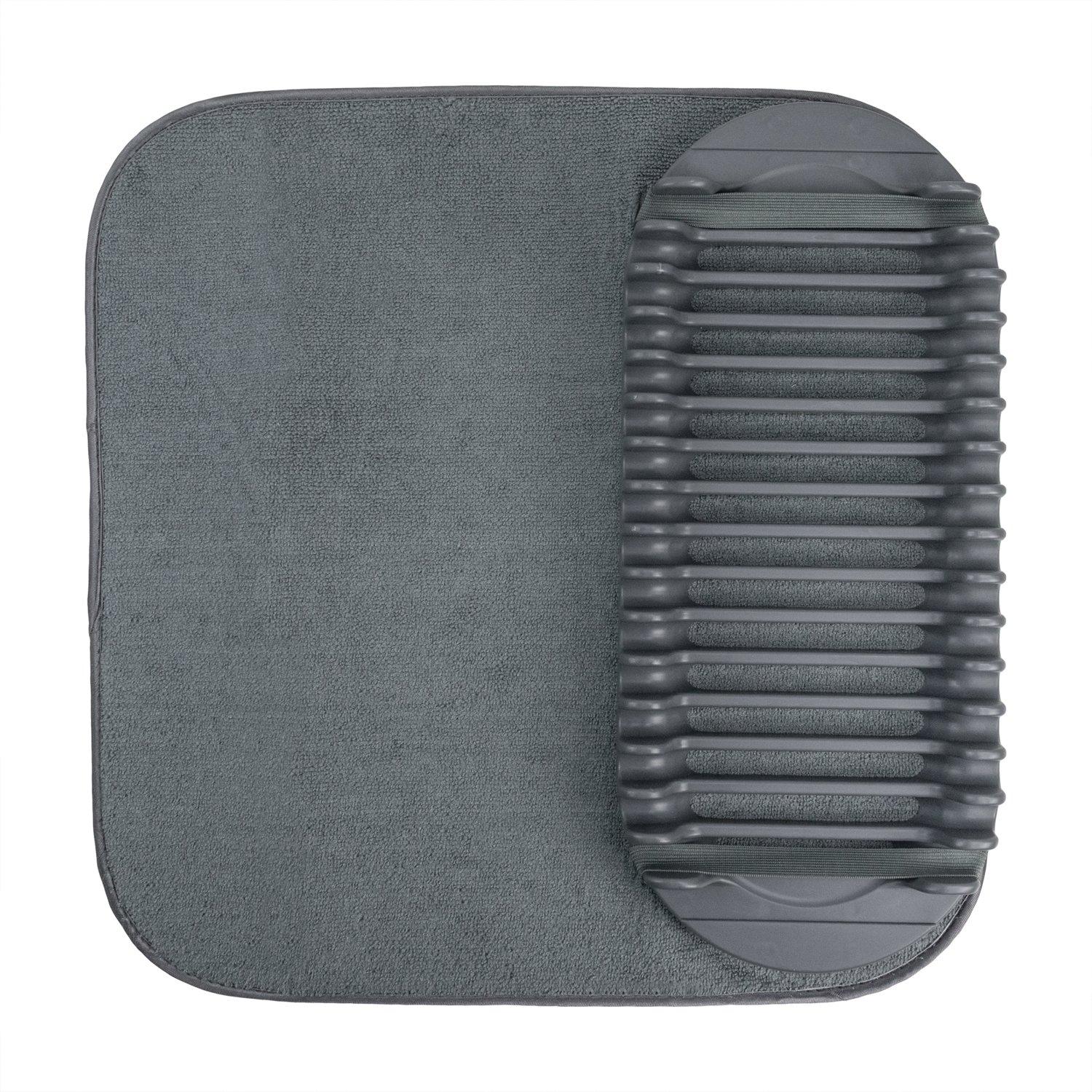 Grey - JVL - JVL Sesha Dish Drying Mat with Rack - 1