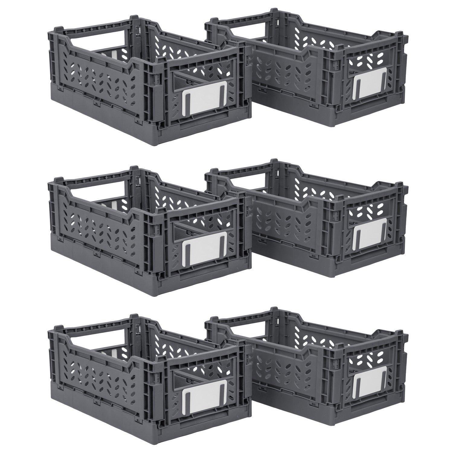 JVL STACKIT - Set of 6 Plastic Foldable Storage Cr
