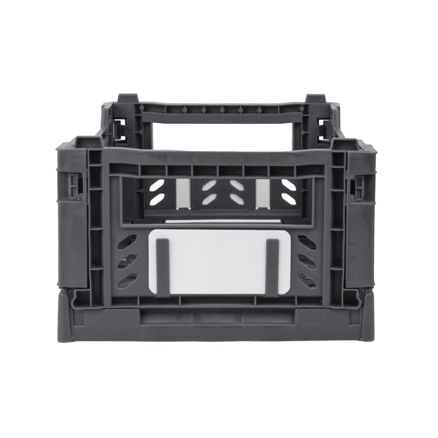 Grey - JVL - JVL STACKIT - Set of 6 Plastic Foldable Storage Cr - 3