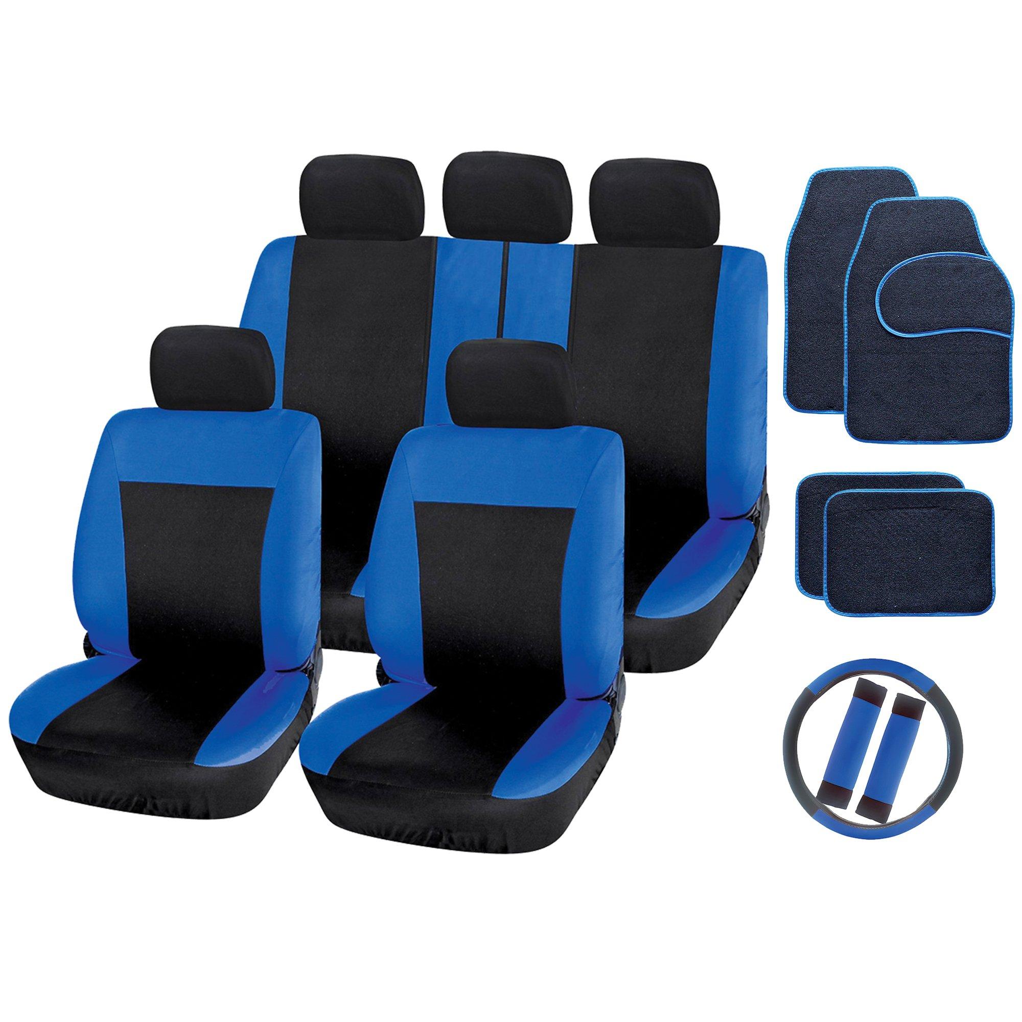 Black/Blue - Streetwize - 19-Piece Blue & Black Interior Car Set - 1