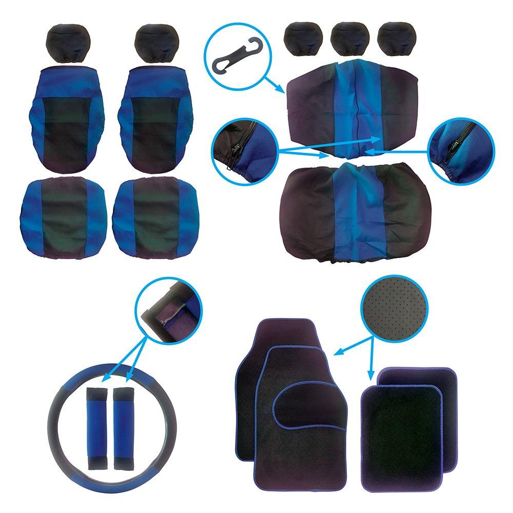 Black/Blue - Streetwize - 19-Piece Blue & Black Interior Car Set - 3