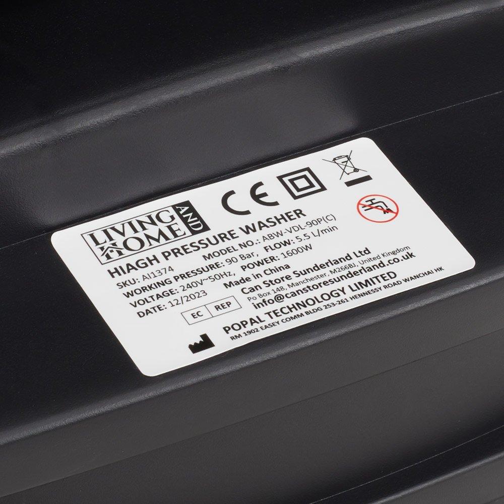 White And Black - Breeins - 90 bar Portable Electric High Pressure Washer - 10