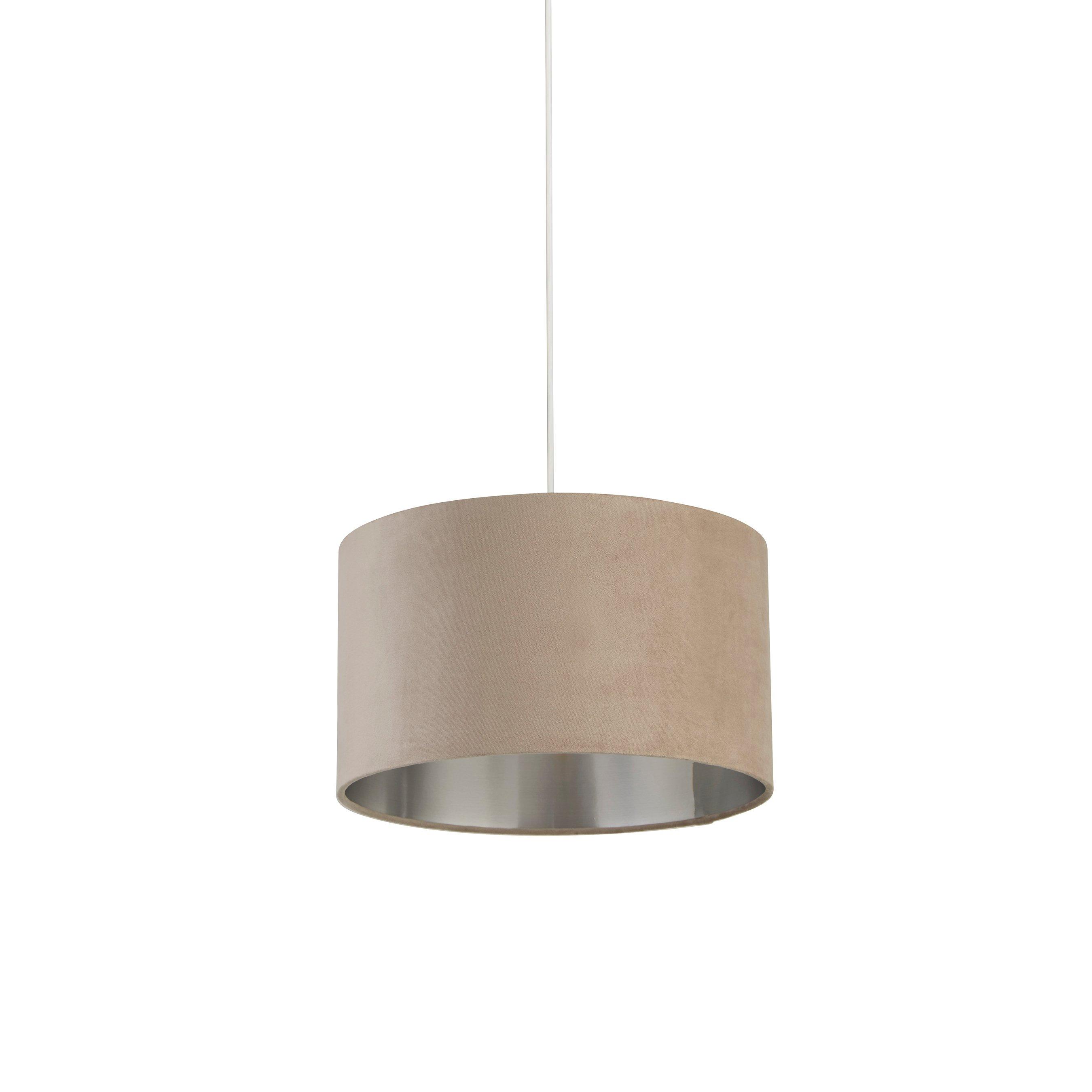 Taupe - Lighting Collection - TAUPE VELVET DRUM SHADE & SILVER INNER (D38CM) - 3