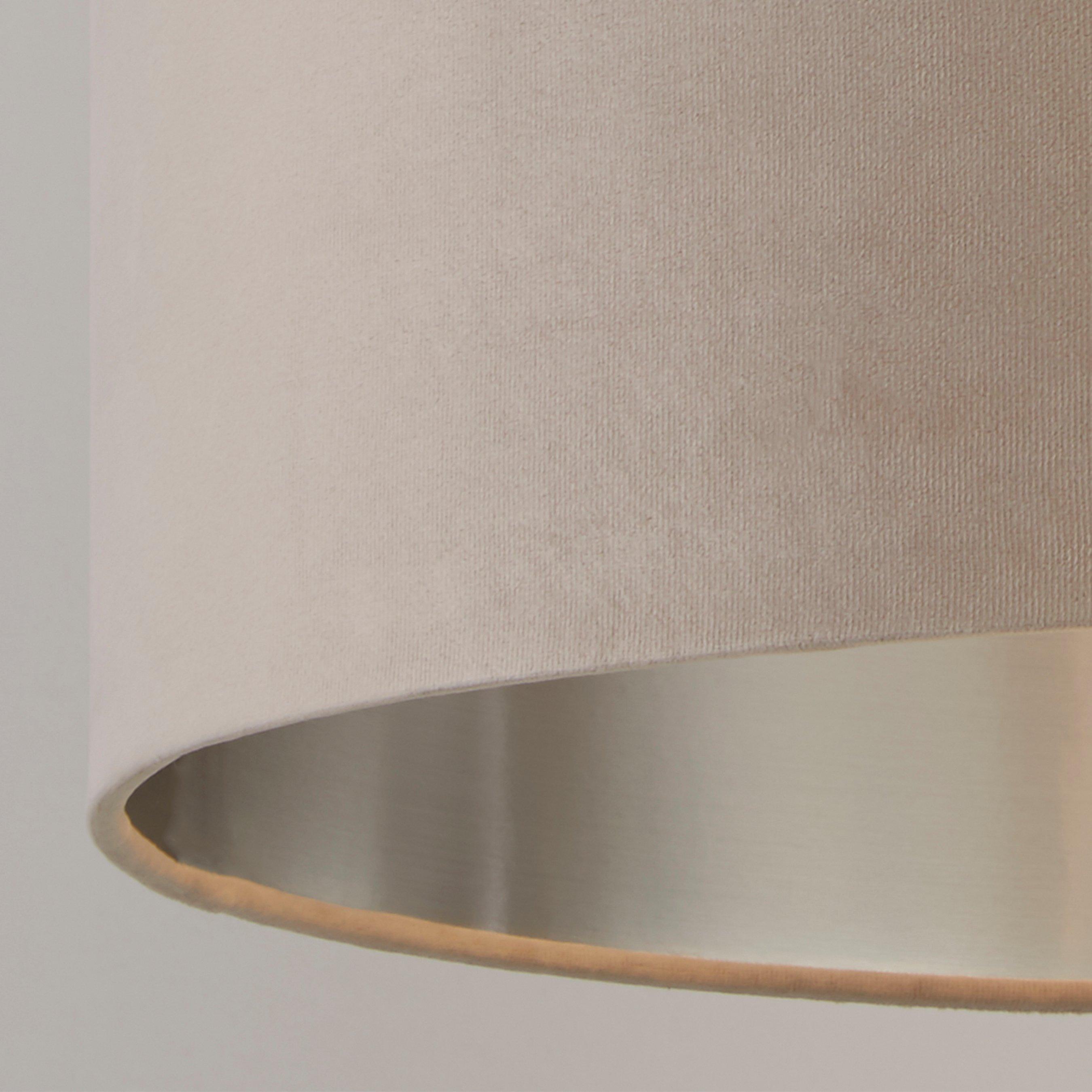 Taupe - Lighting Collection - TAUPE VELVET DRUM SHADE & SILVER INNER (D38CM) - 4