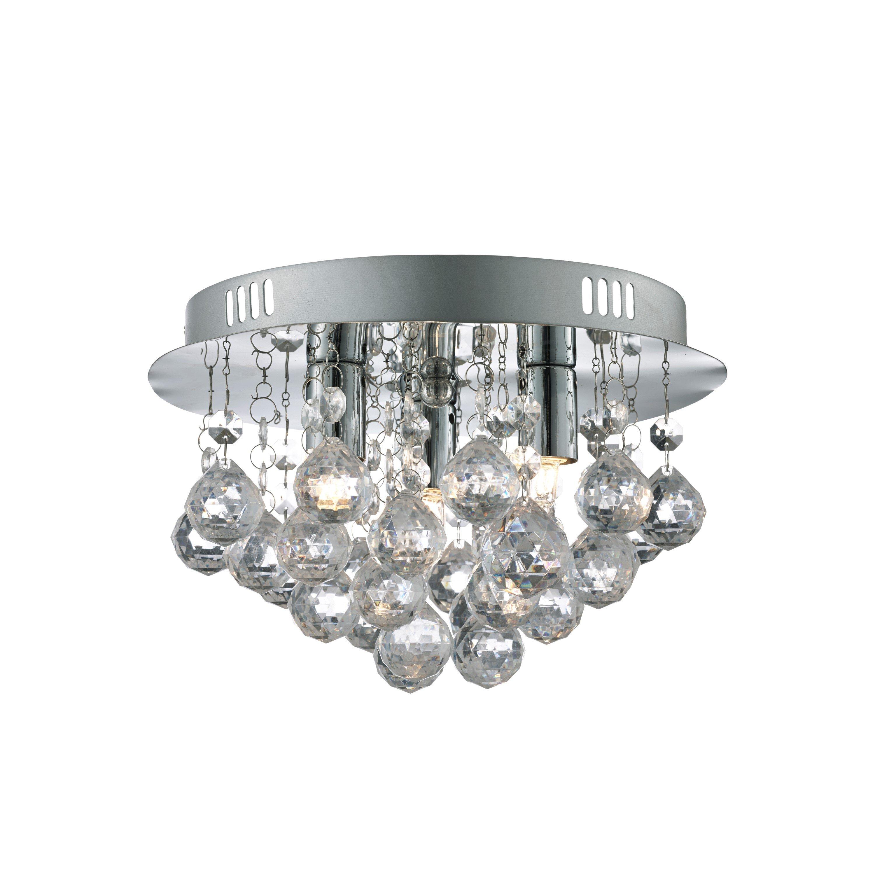 Chrome - Lighting Collection - 3lt Flush Ceiling -Chrome & Clear Acrylic - 2