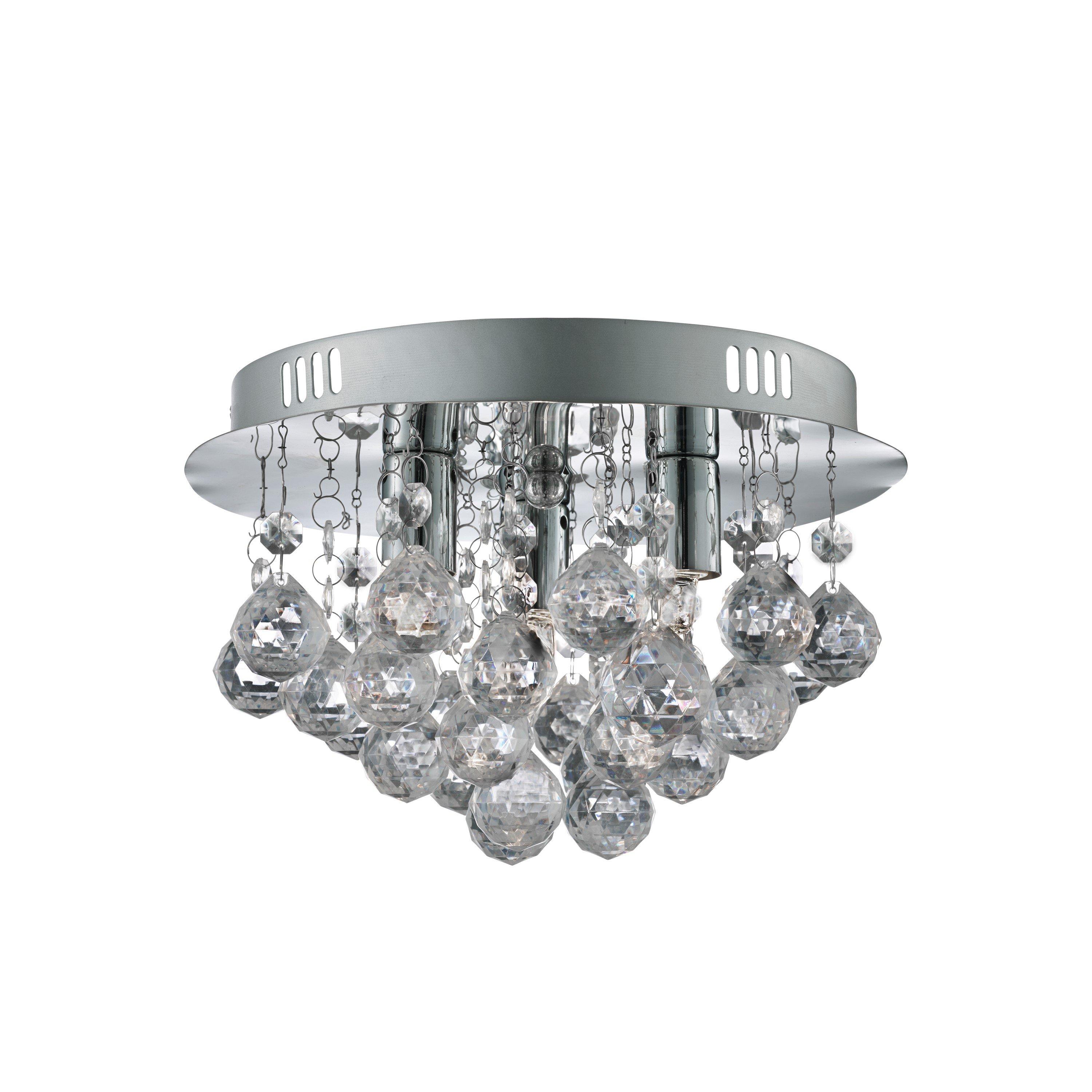 Chrome - Lighting Collection - 3lt Flush Ceiling -Chrome & Clear Acrylic - 3
