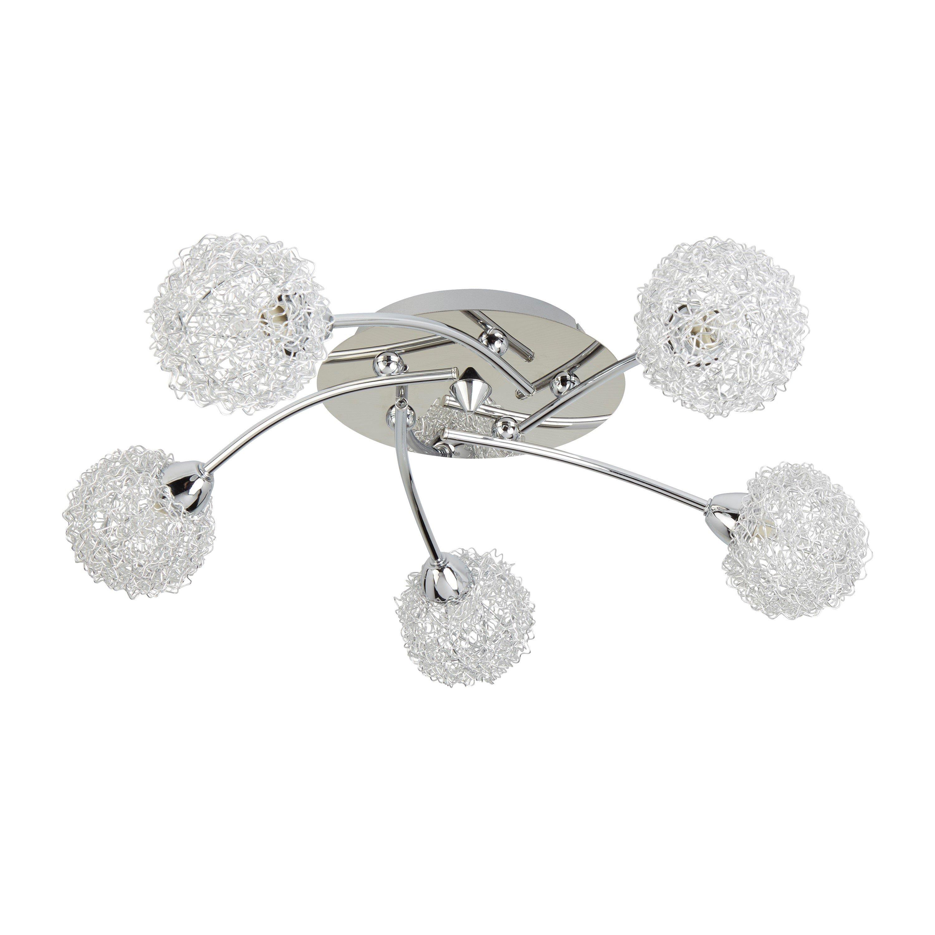Chrome - Lighting Collection - 5lt Ceiling Flush - Chrome & Aluminium - 3