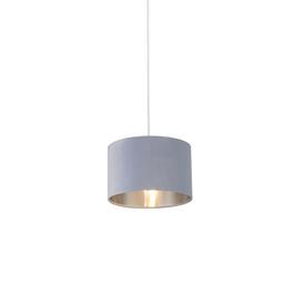 Lighting Collection LIGHT BLUE VELVET DRUM SHADE & SILVER INNER (D27cm