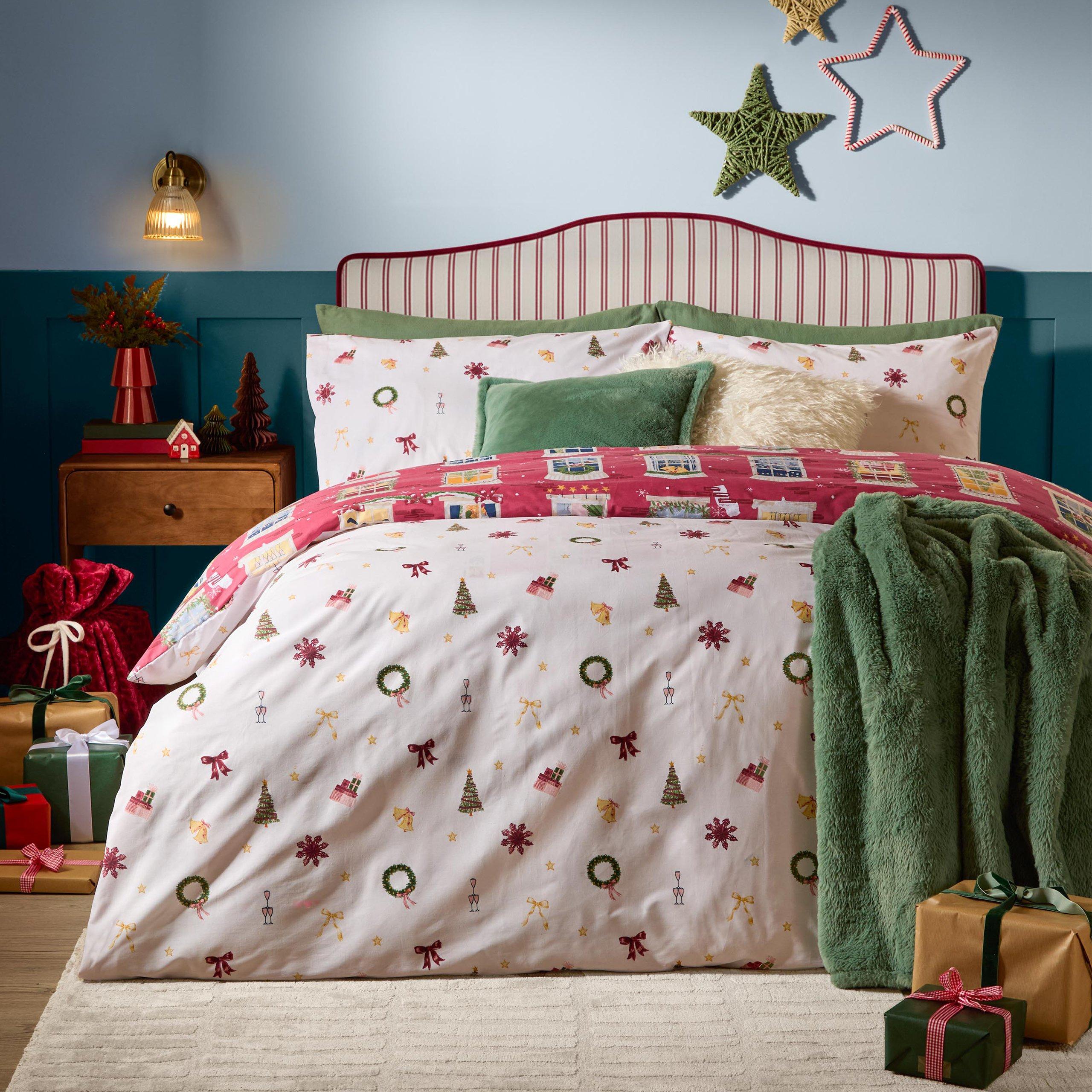 Cranberry - Furn - Christmas Eve Reversible Duvet Sets - 2