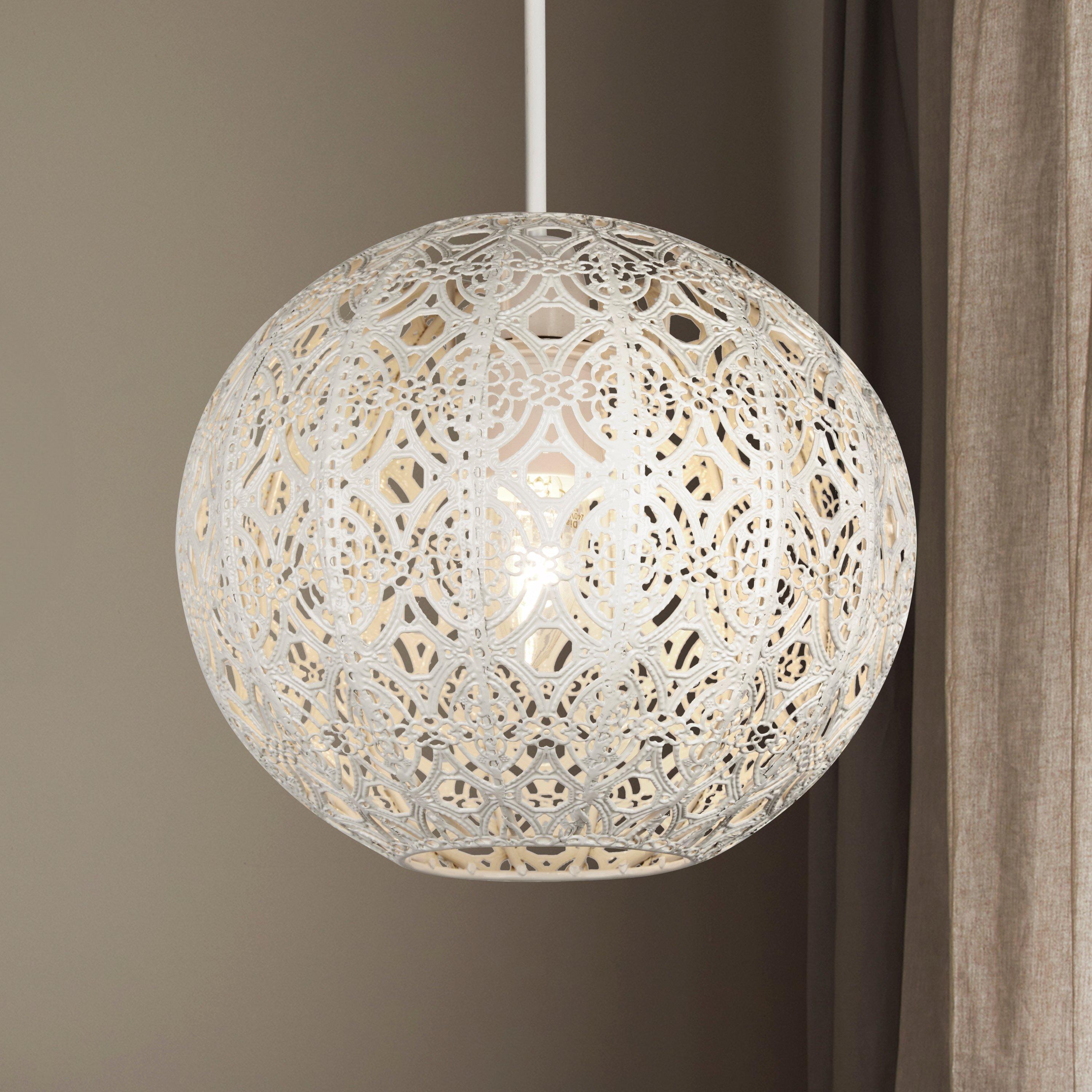 Cream - Lighting Collection - Cream Fretwork Globe Shade - 1