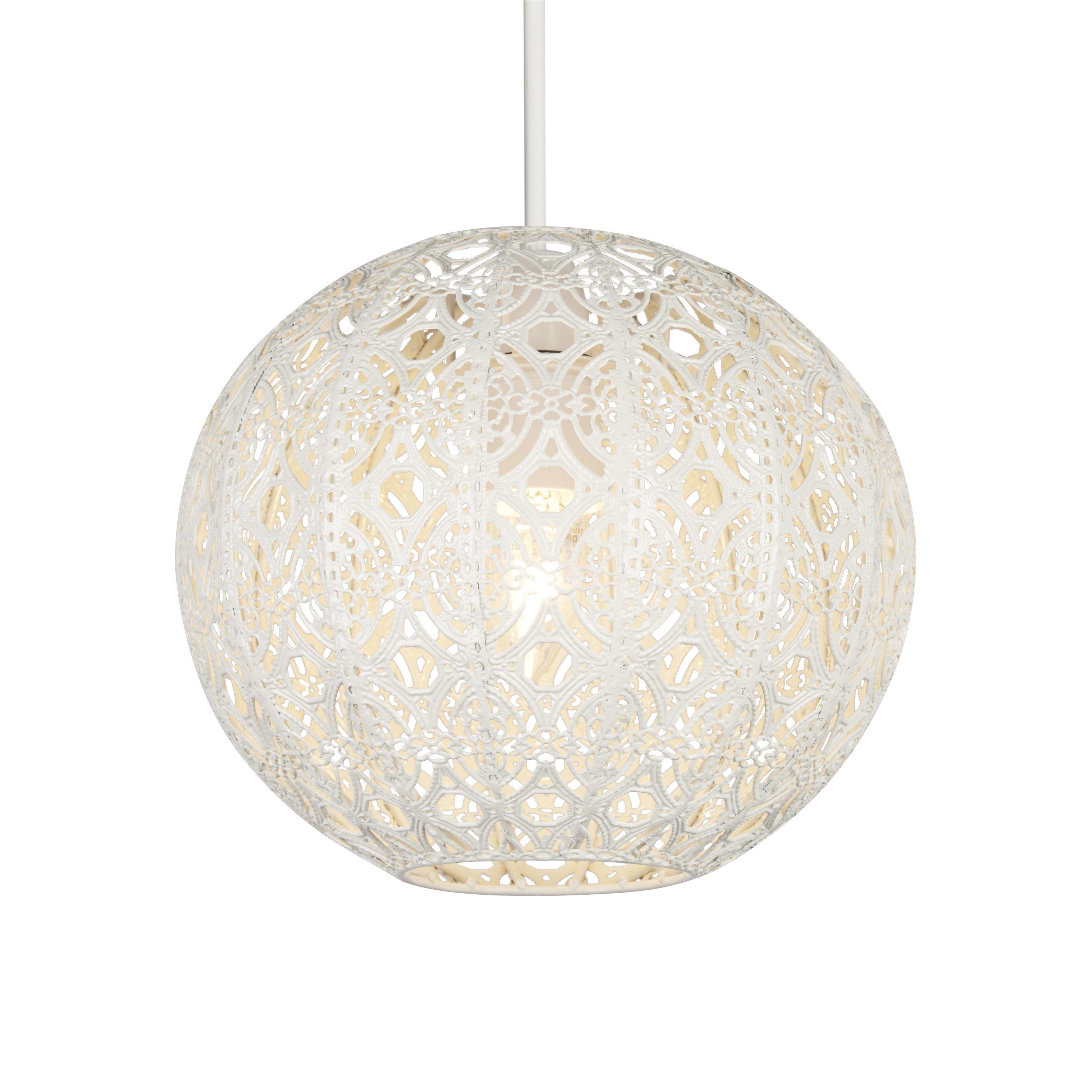 Cream - Lighting Collection - Cream Fretwork Globe Shade - 2