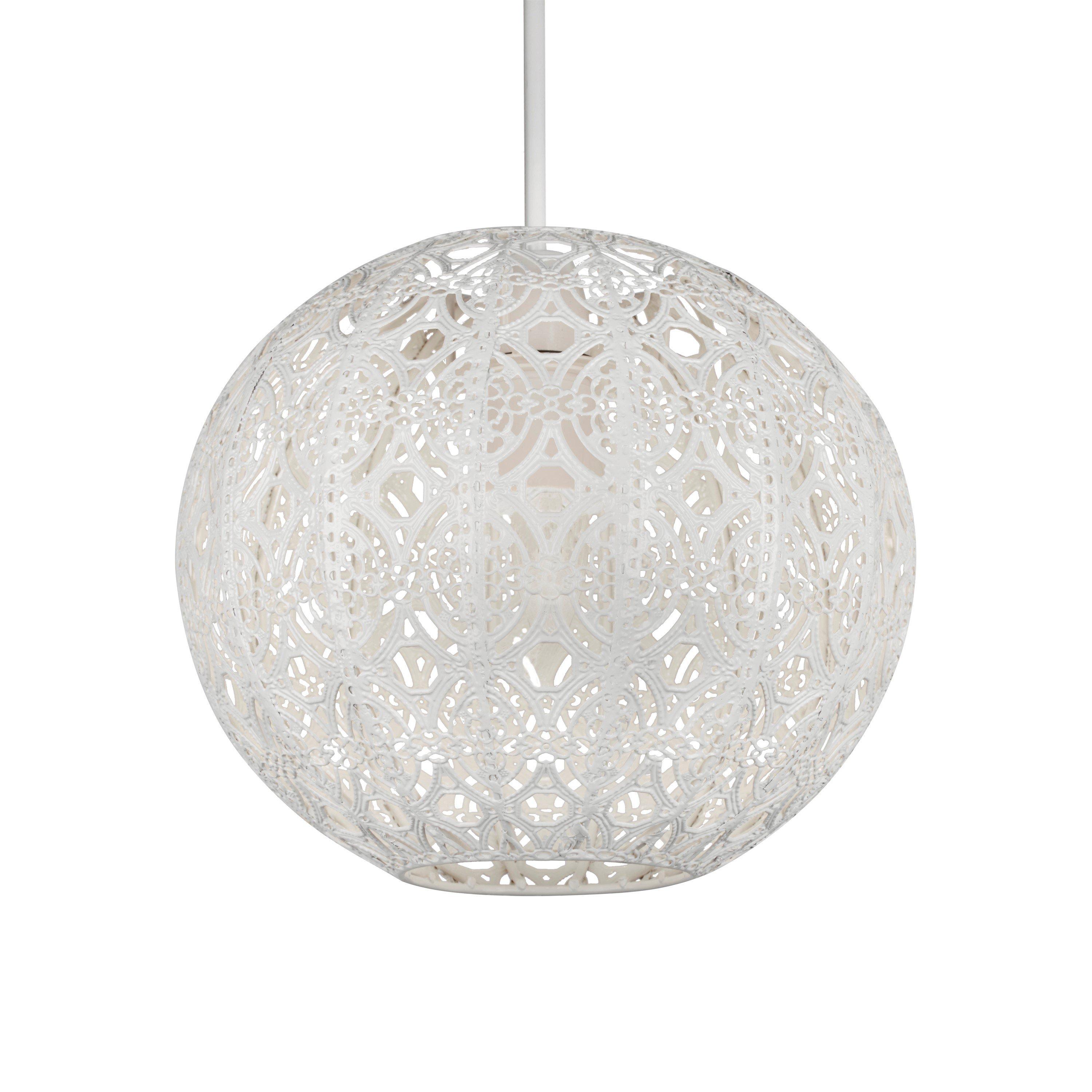 Cream - Lighting Collection - Cream Fretwork Globe Shade - 3