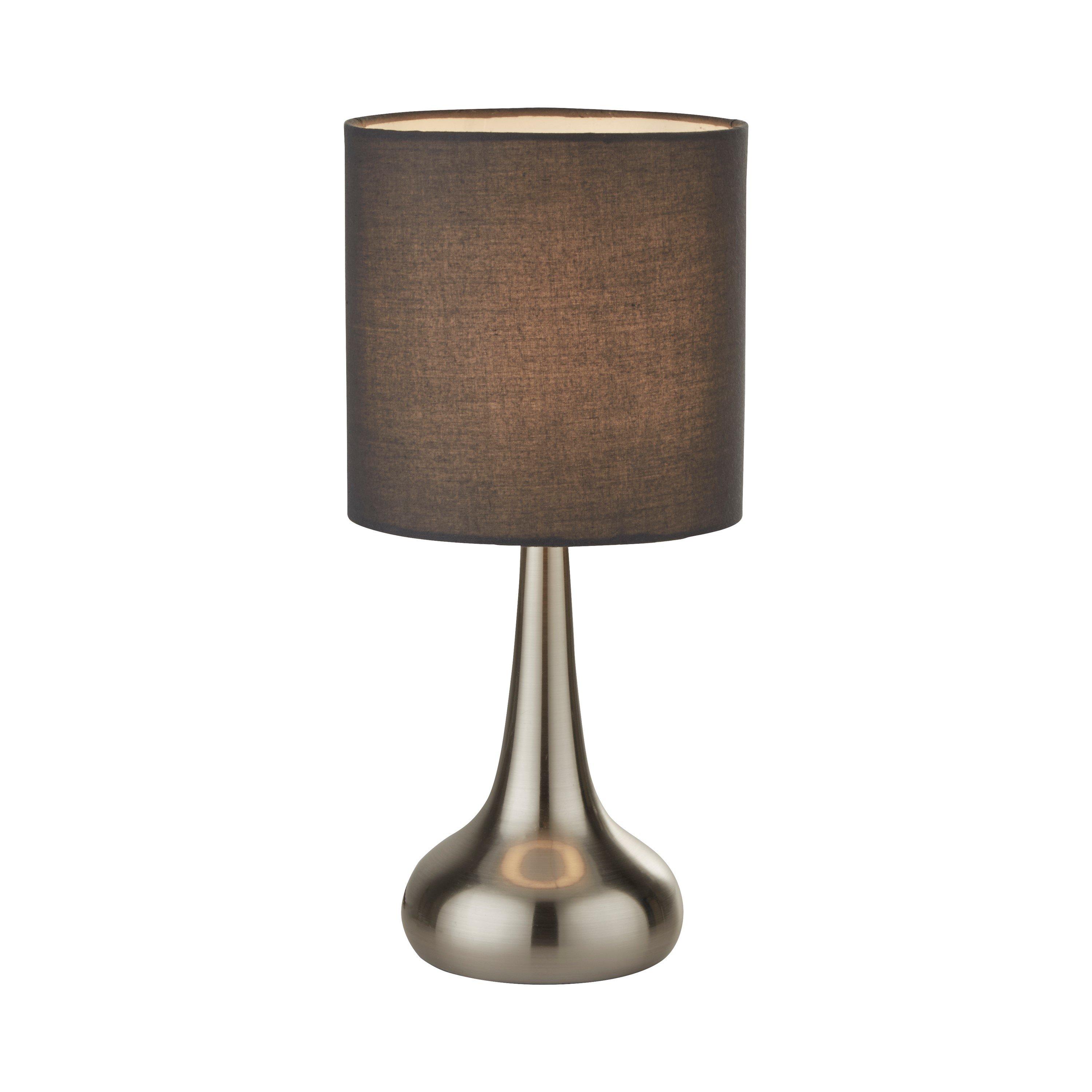 Satin Silver - Lighting Collection - Touch Lamp- Satin Silver & Dark Grey Shade - 2