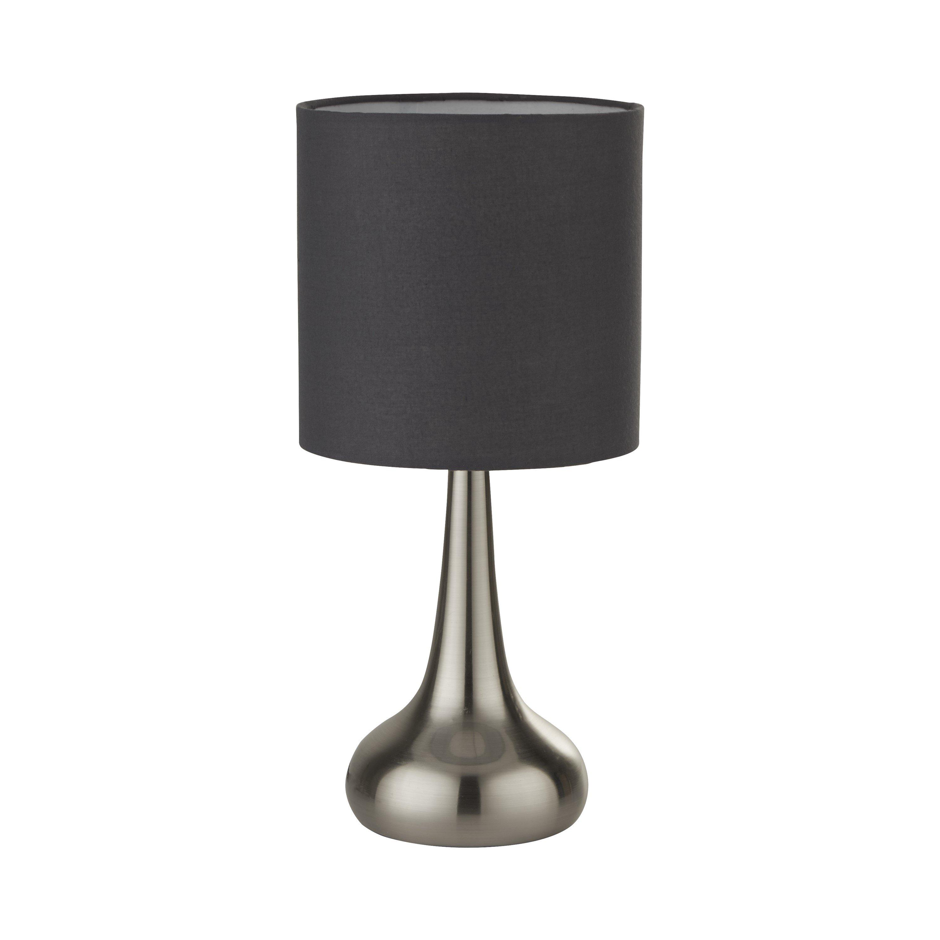 Satin Silver - Lighting Collection - Touch Lamp- Satin Silver & Dark Grey Shade - 3
