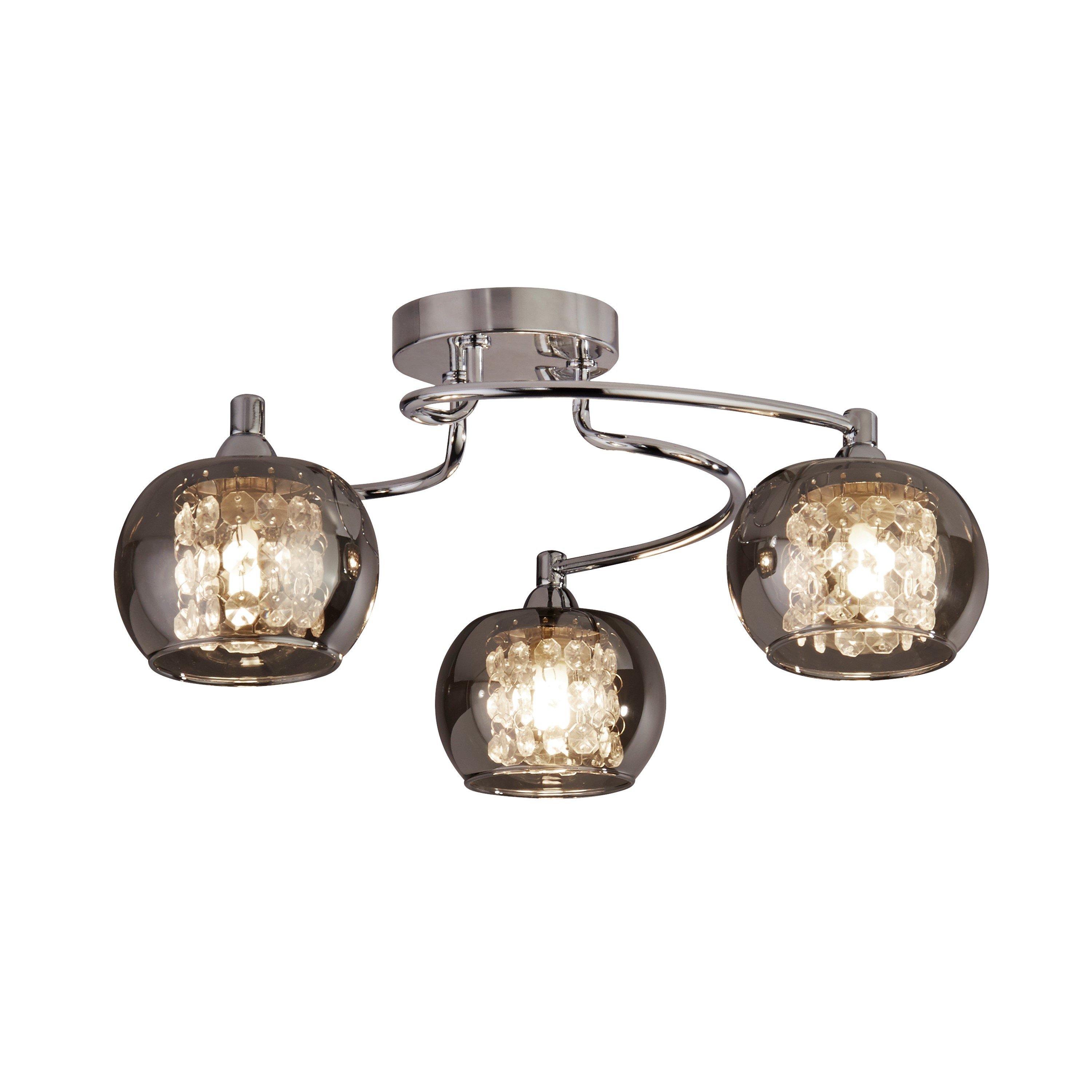 Chrome - Lighting Collection - 3lt Celing Chrome With Smoked Glass Shades - 2