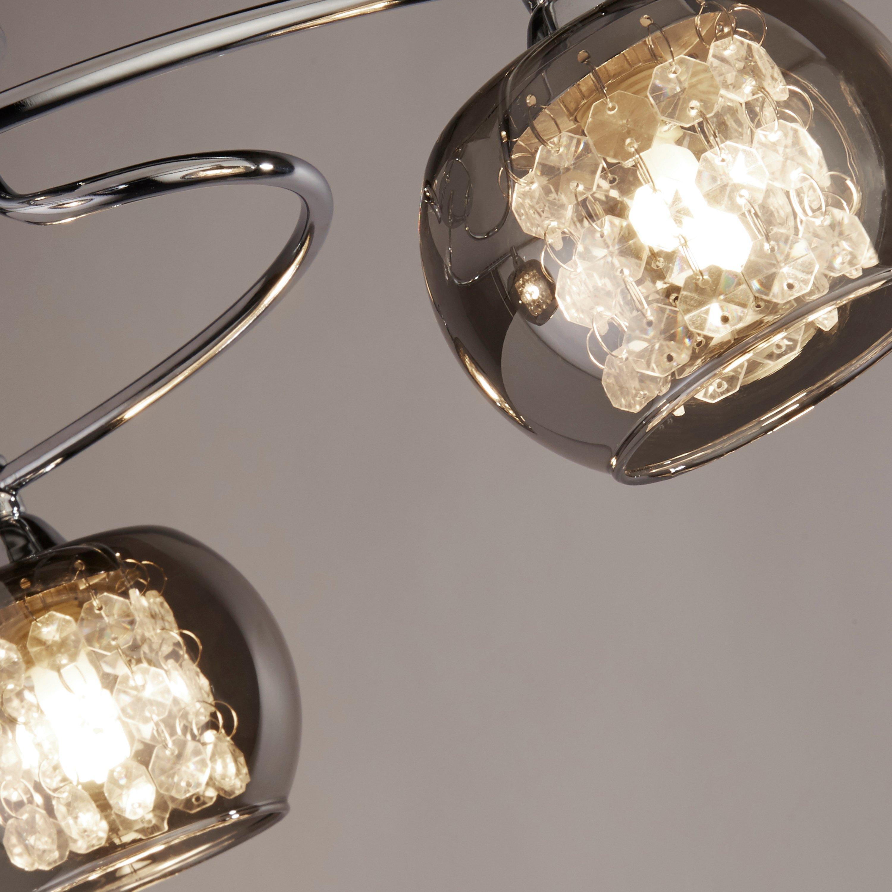 Chrome - Lighting Collection - 3lt Celing Chrome With Smoked Glass Shades - 4