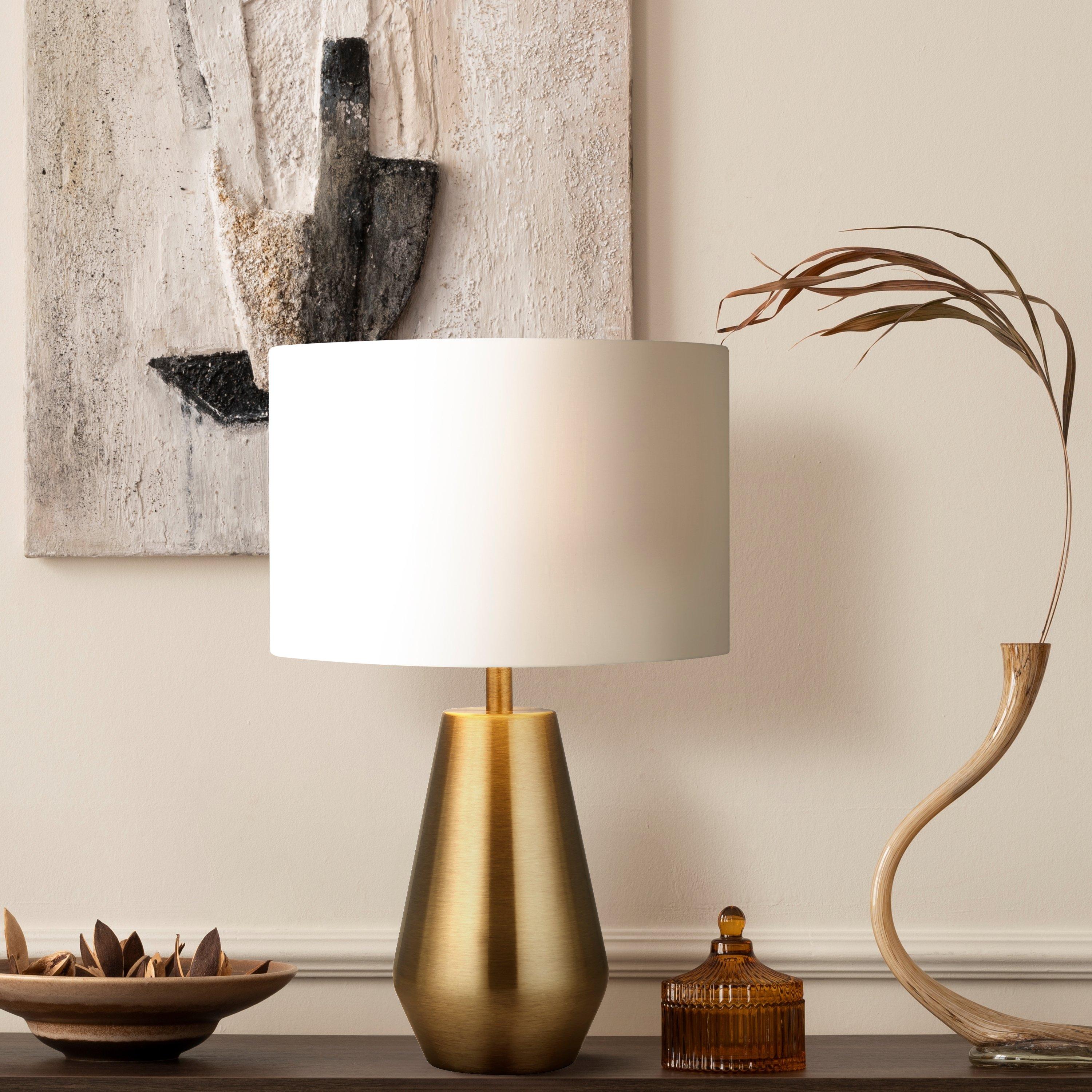 Lighting Collection  Pair Touch Table Lamps - Base/Cream Antique Brass