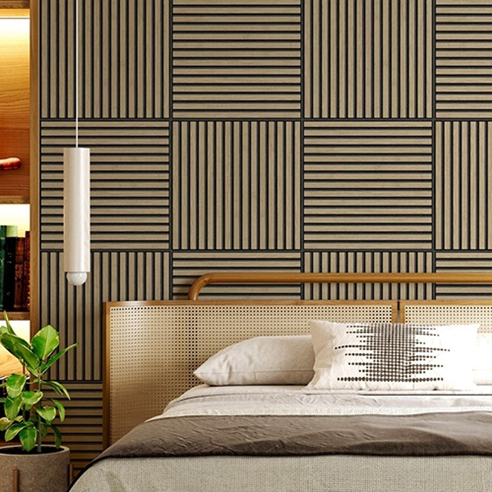 Wall Pops | Acoustic Slat Wood Wall Panel 60 x 60cm | Sports Direct