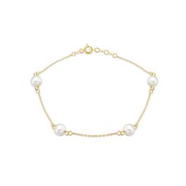 Be You 9ct Gold Pearl Station Bracelet