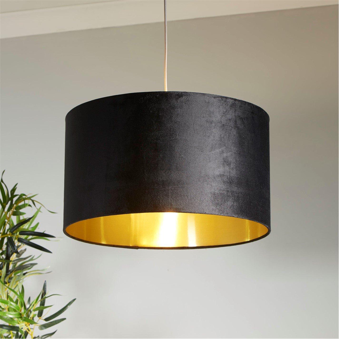 Black - Lighting Collection - BLACK VELVET & BRUSHED GOLD INNER SHADE (D50cm) - 1