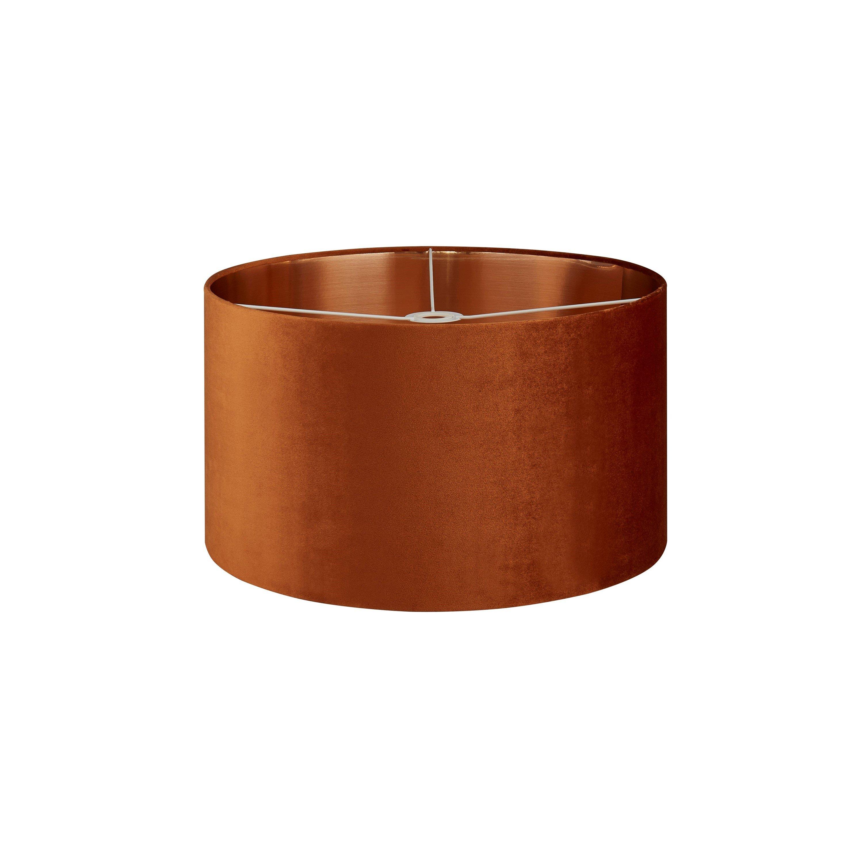 Orange - Lighting Collection - BURNT ORANGE VELVET DRUM SHADE & COPPER INNER (D50 - 3