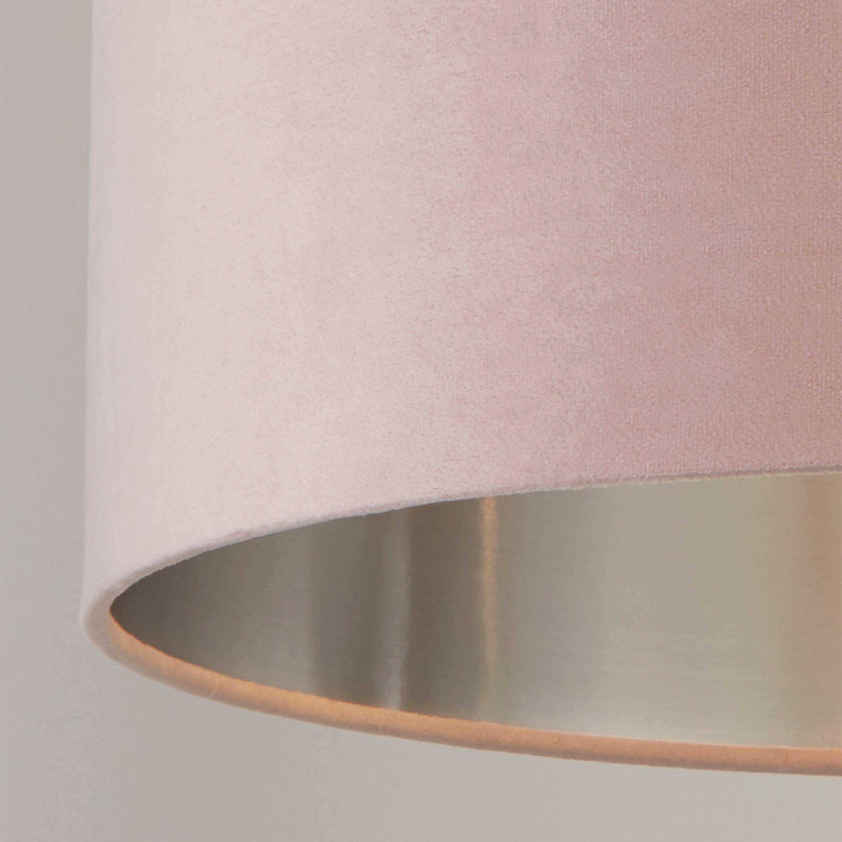 Pink - Lighting Collection - PINK VELVET DRUM SHADE & SILVER INNER (D27cm) - 4