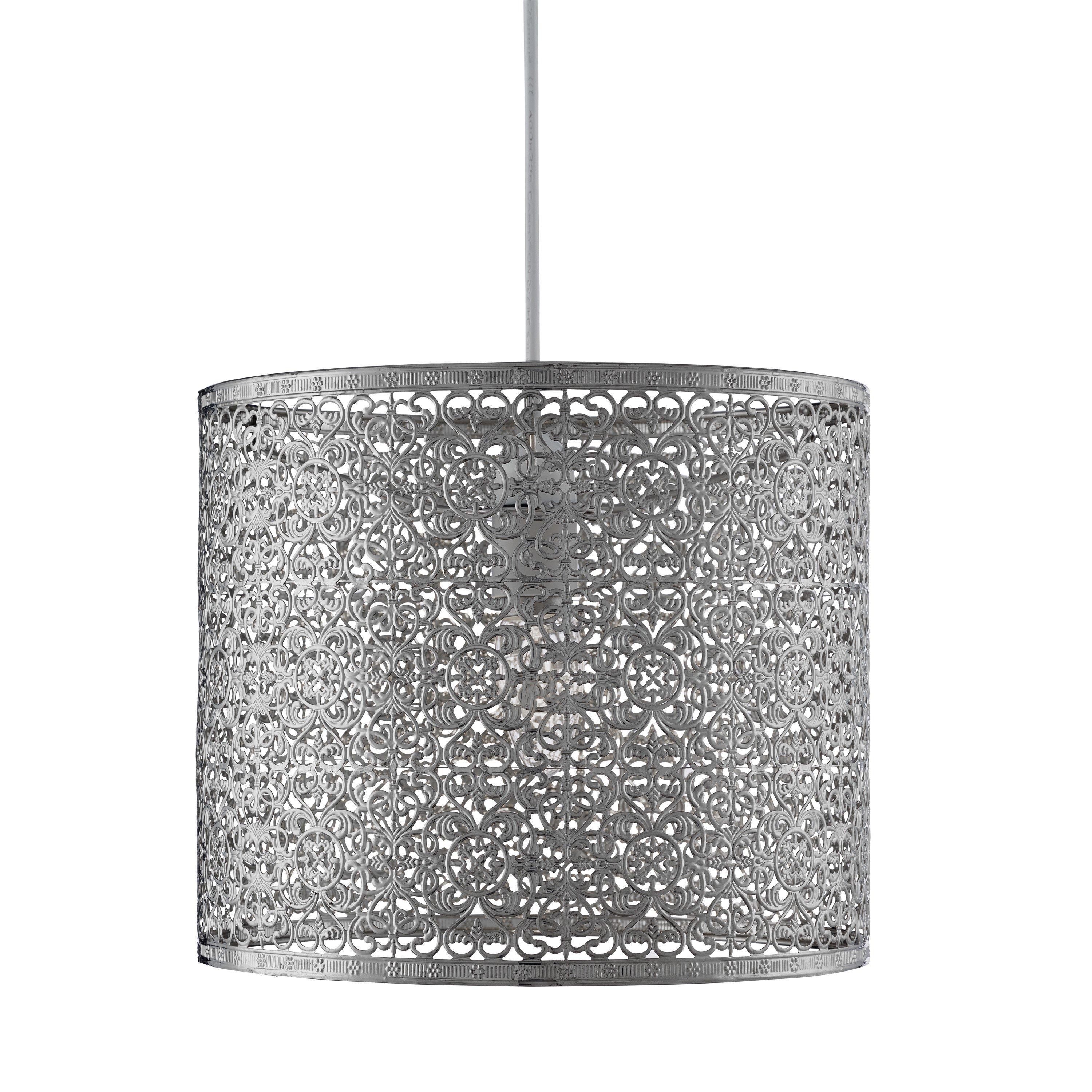 Shiny Nickel - Lighting Collection - Non Elec Chrome Cylinder Metal Pendant - 3