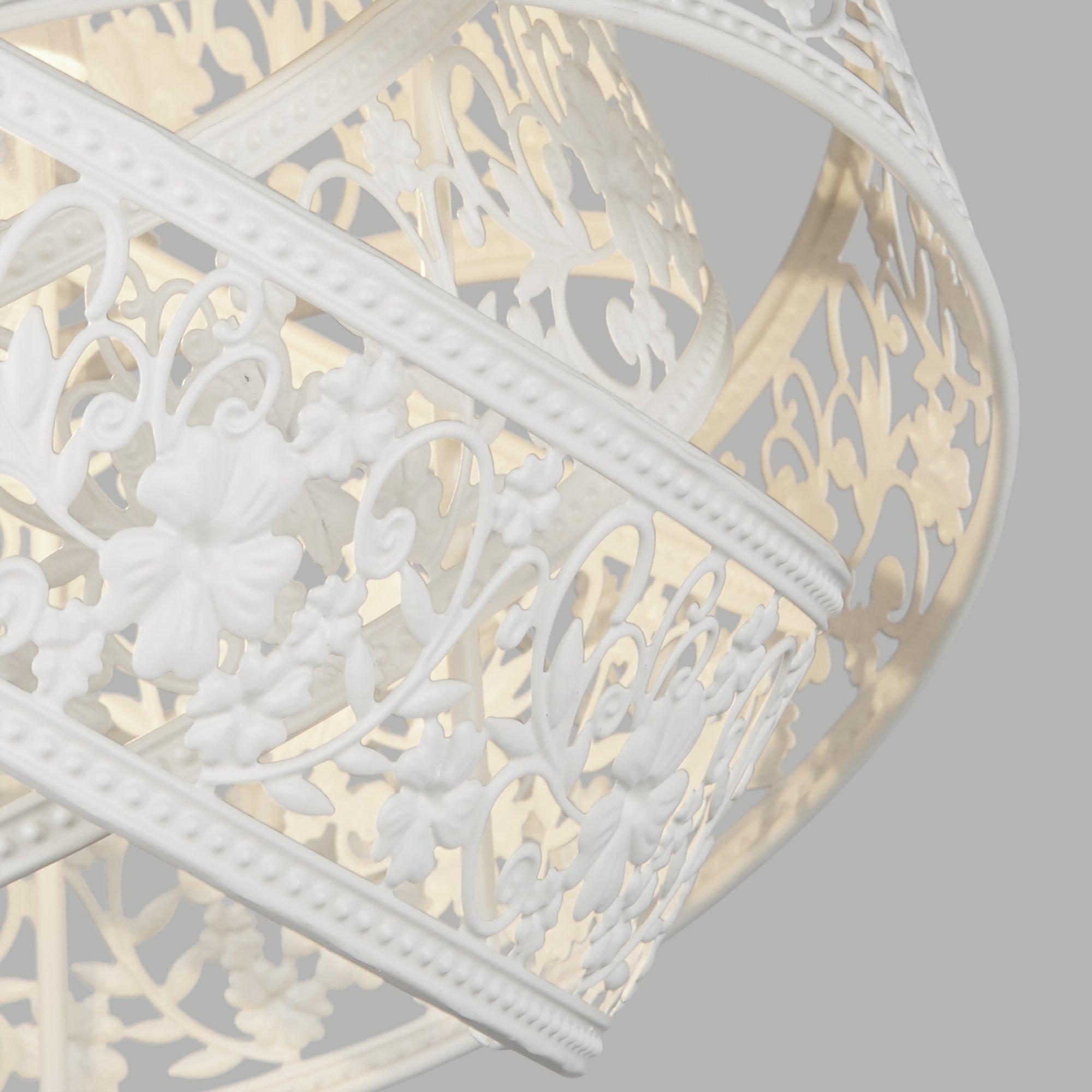 White - Lighting Collection - Matt White 3 Layer Ball Fretwork Shade - 4
