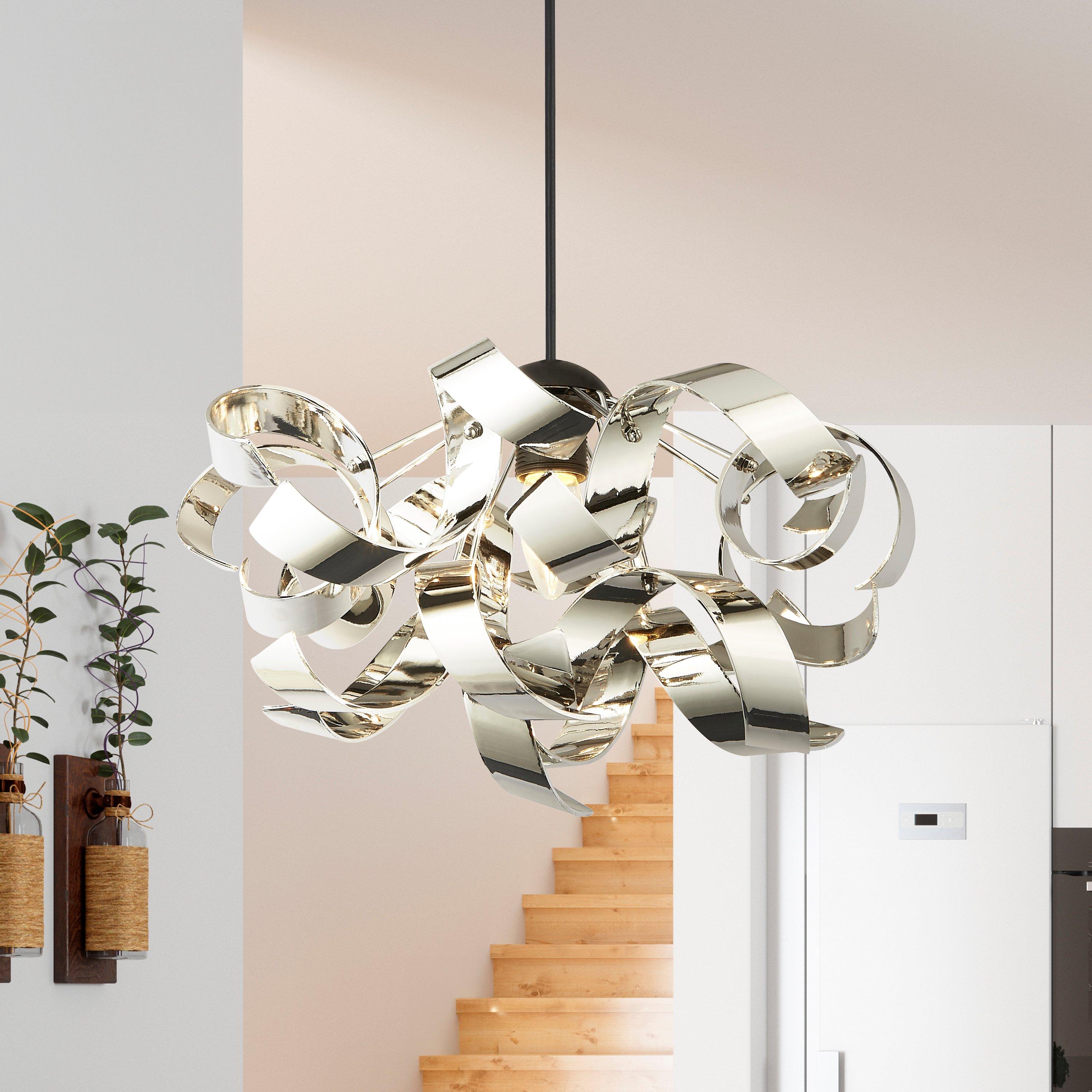 Chrome - Lighting Collection - Chrome Curl Easy Fit Pendant - 1