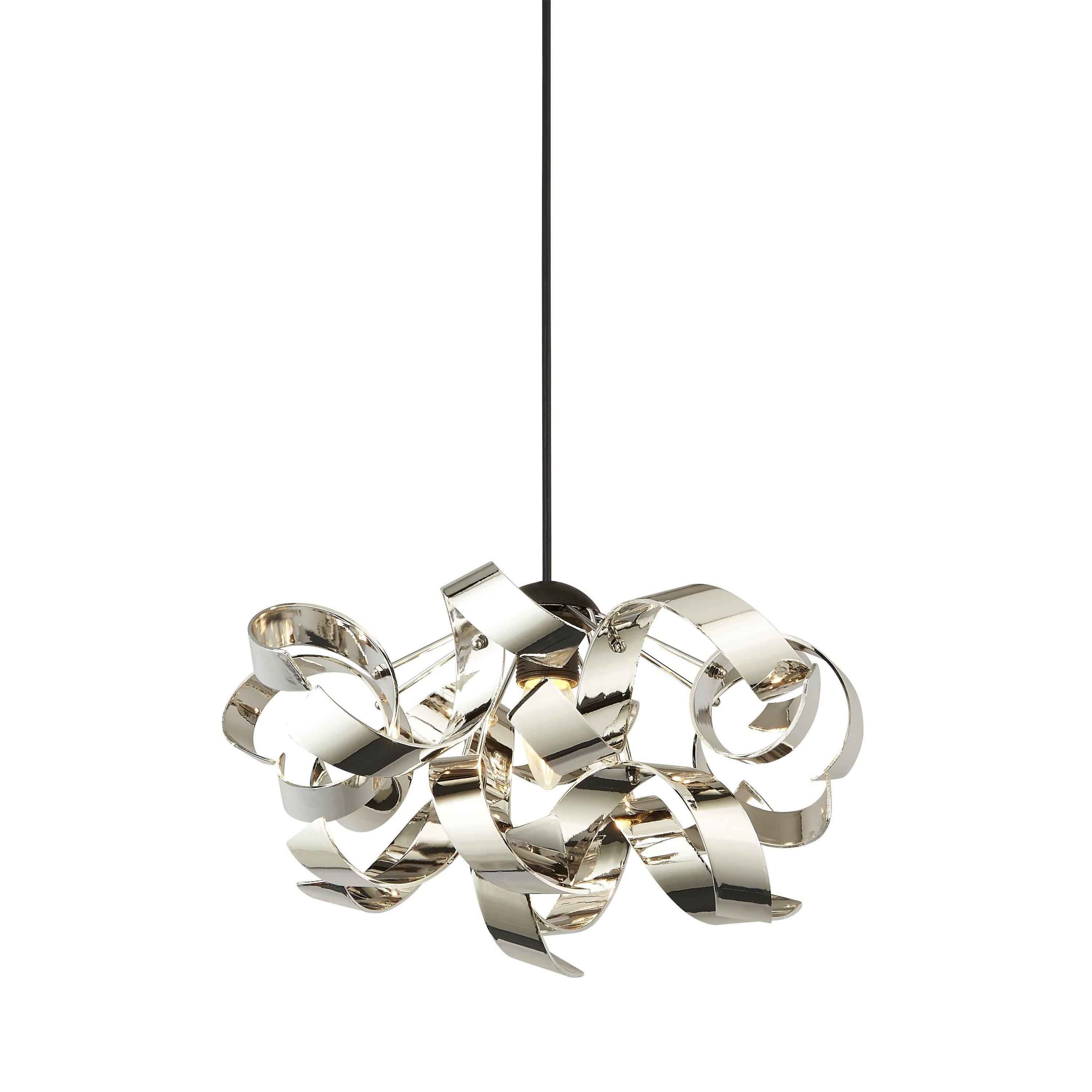 Chrome - Lighting Collection - Chrome Curl Easy Fit Pendant - 2