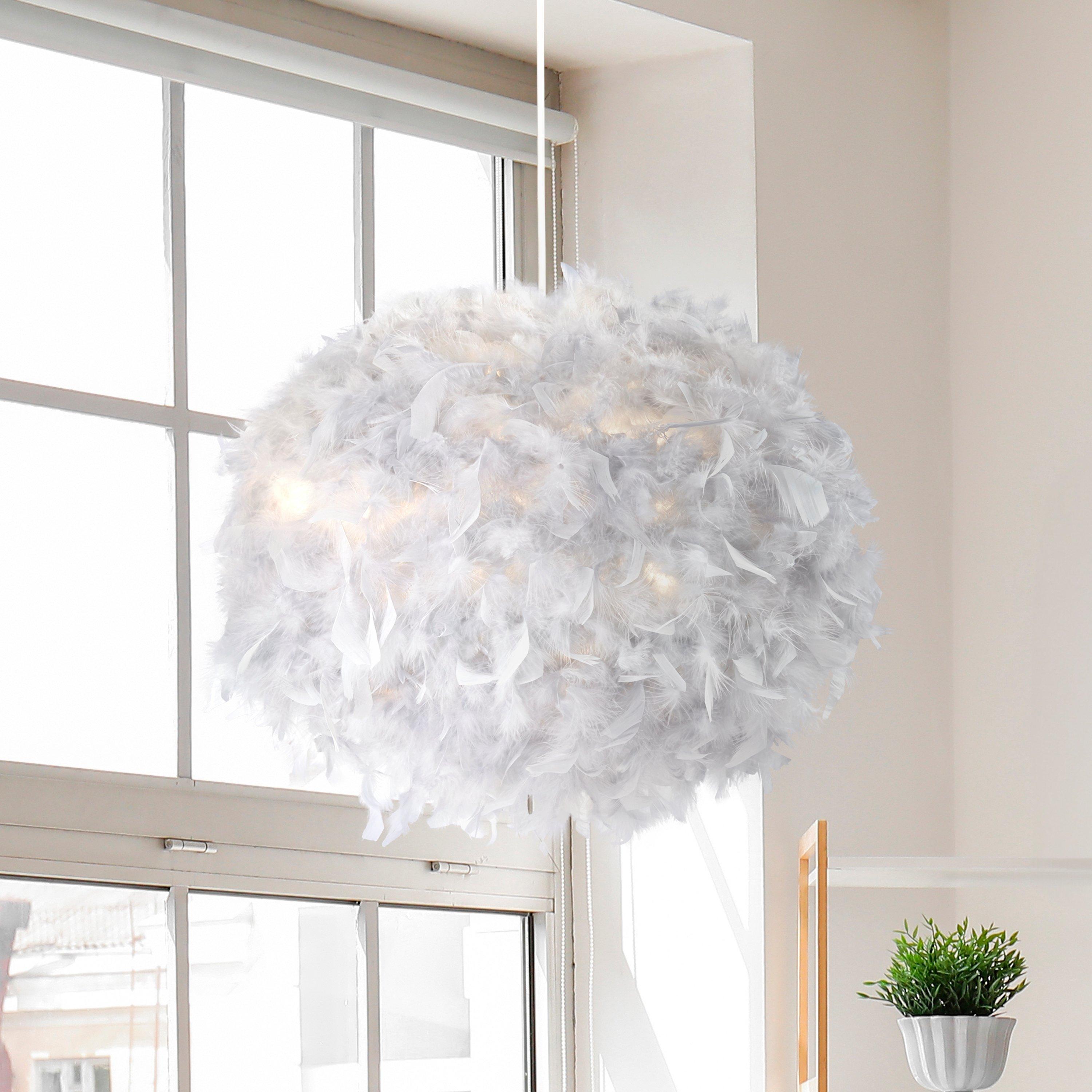 Grey - Lighting Collection - Grey Feather Pendant - 1