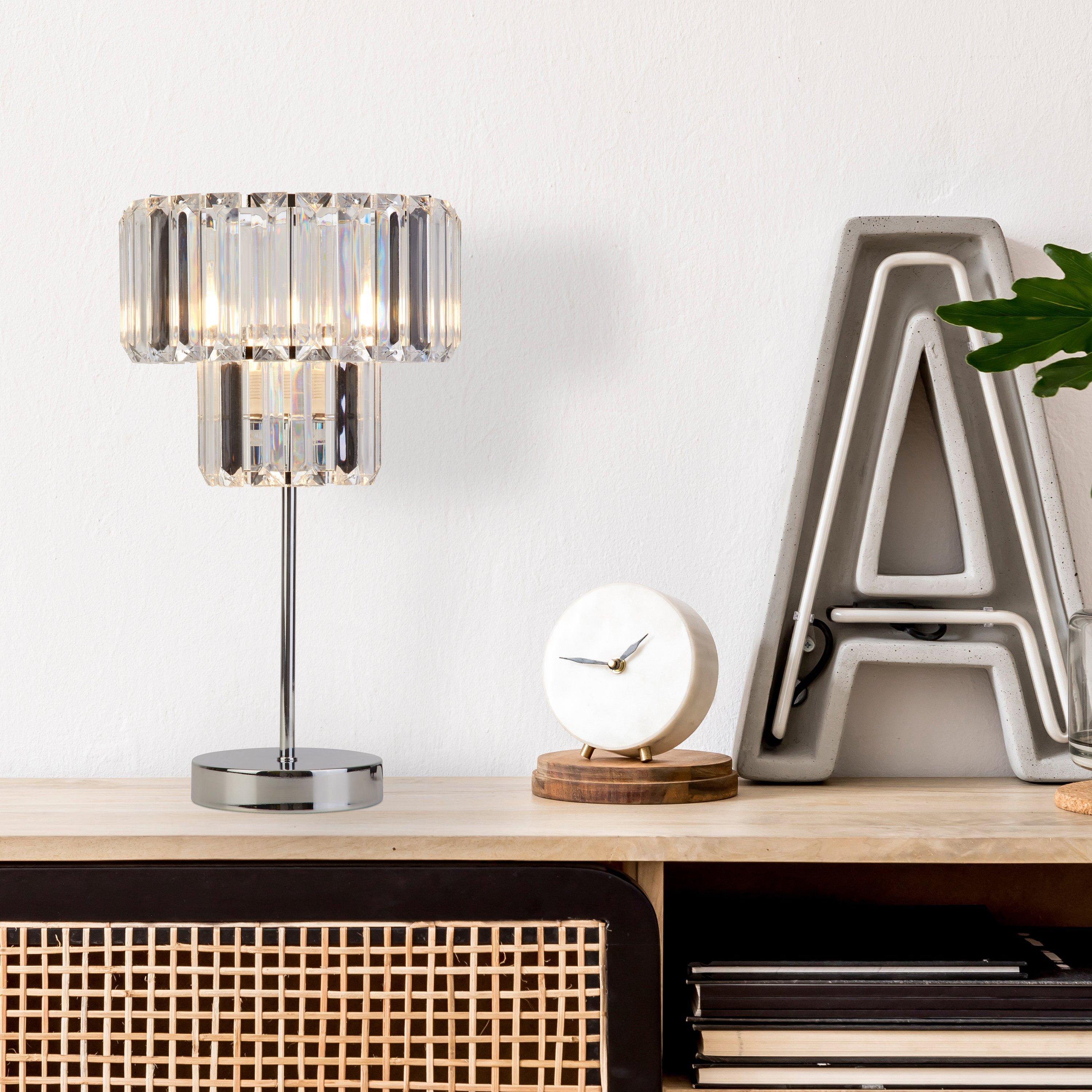 Chrome - Lighting Collection - Chrome And Clear Acrylic Table Lamp - 1