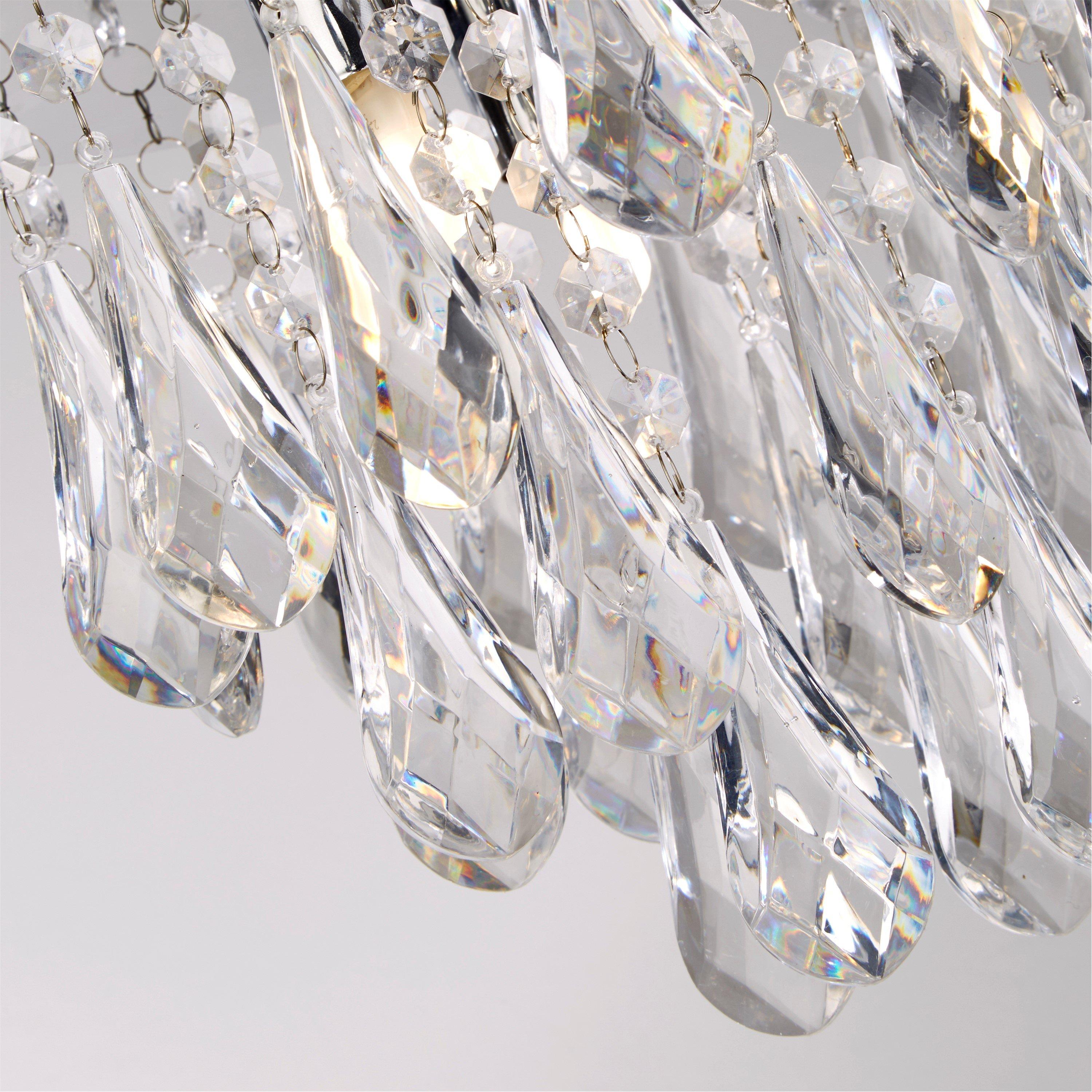 Chrome - Lighting Collection - 3lt Ceiling Flush - Chrome With Clear Acrylic Drop - 4