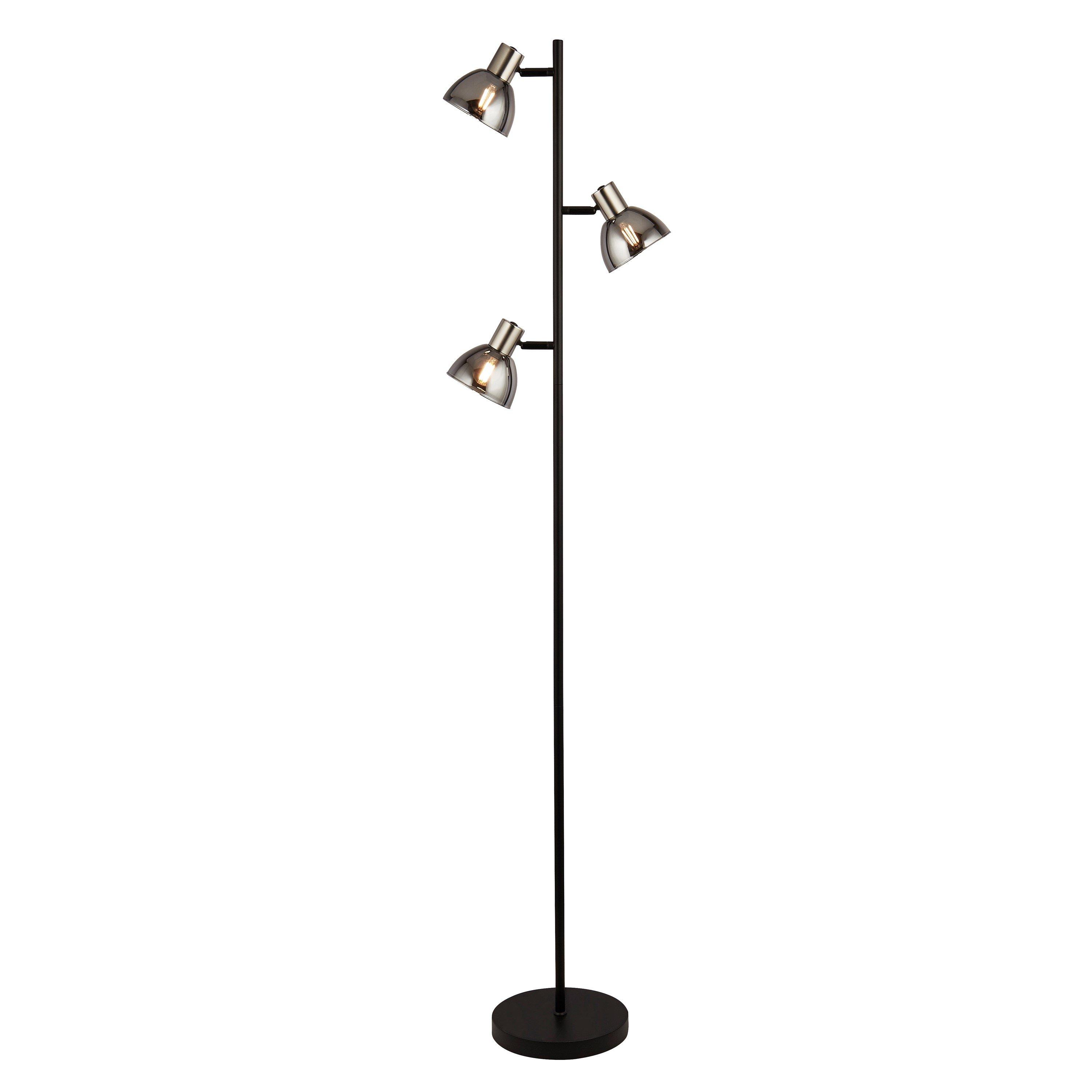 Smoke - Lighting Collection - Smoke Satin Nickel And Black Multi Head Floor Lam - 2