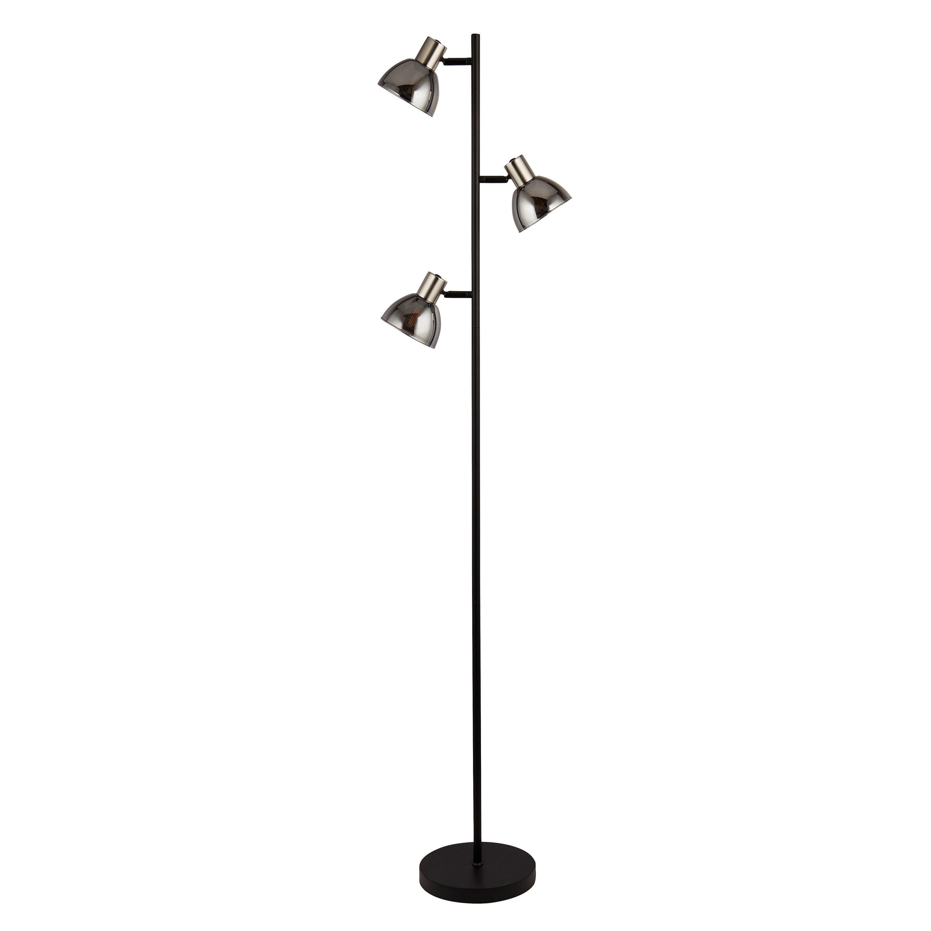 Smoke - Lighting Collection - Smoke Satin Nickel And Black Multi Head Floor Lam - 3