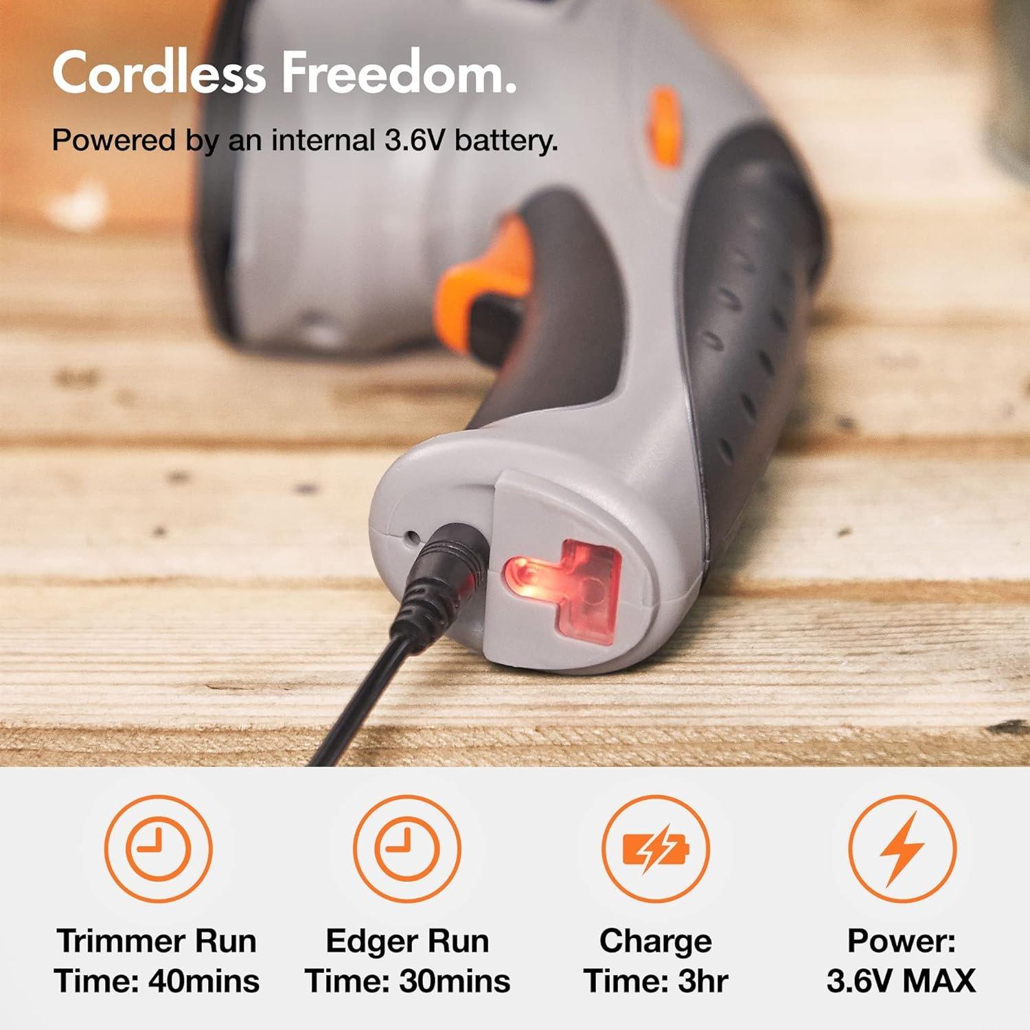Grey - VonHaus - VonHaus 3.6V 2 In 1 Cordless Trimmer & Edger - 3