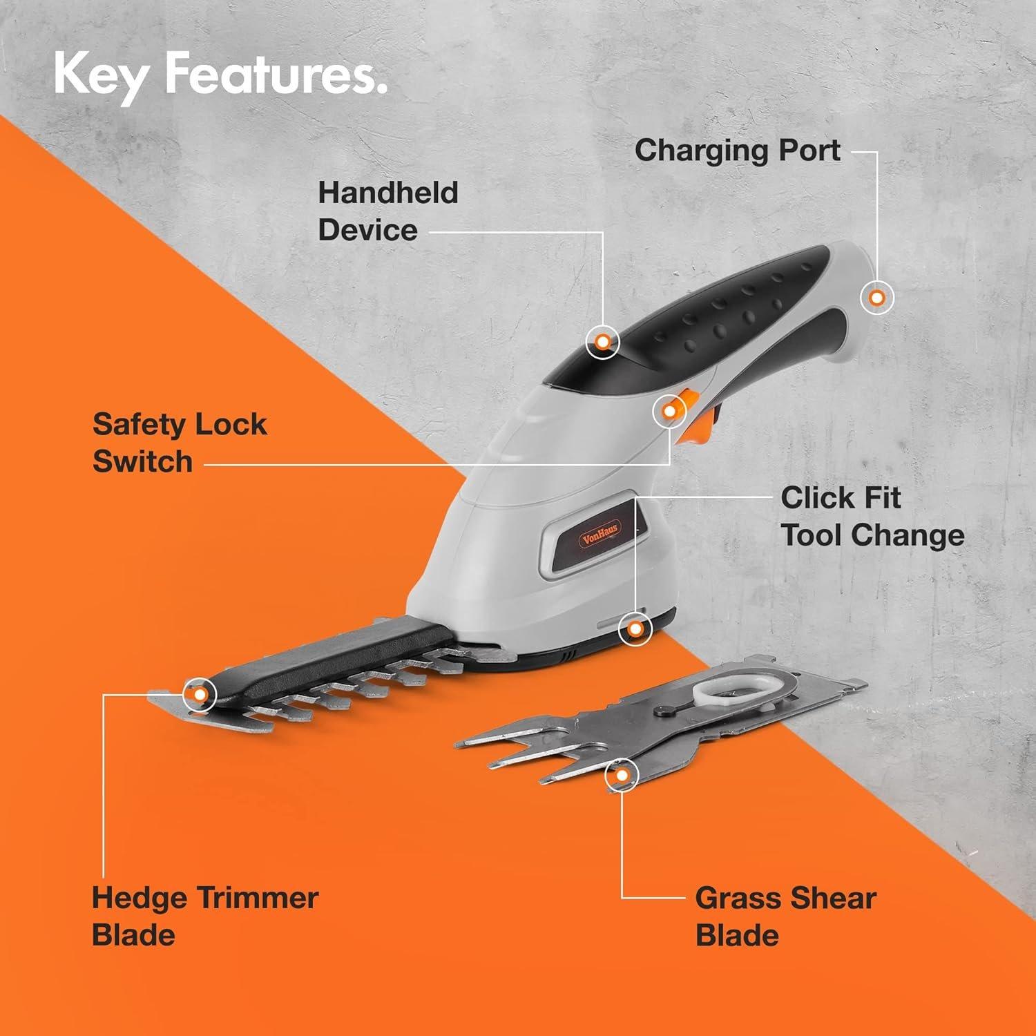 Grey - VonHaus - VonHaus 3.6V 2 In 1 Cordless Trimmer & Edger - 6