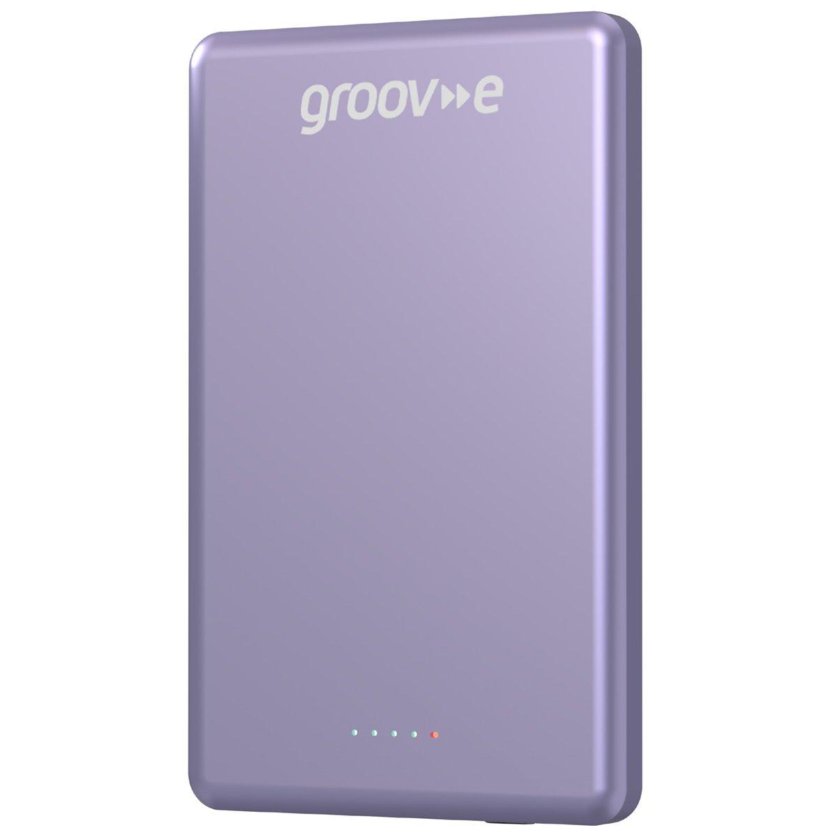 Lilac - Groov-e - 5000mAh Portable Magnetic Wireless Charger - 1