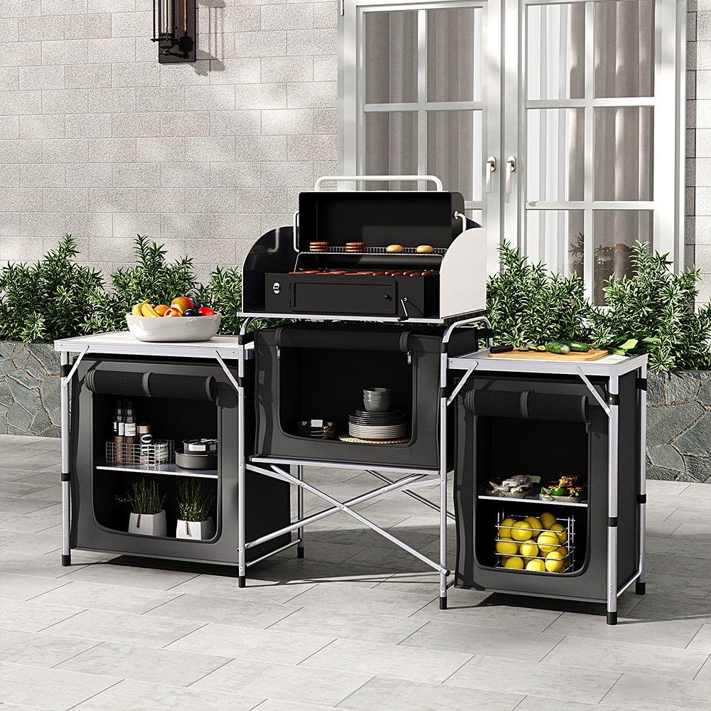 Black - Breeins Camping - Camping Kitchen Storage Portable Outdoor Black - 1